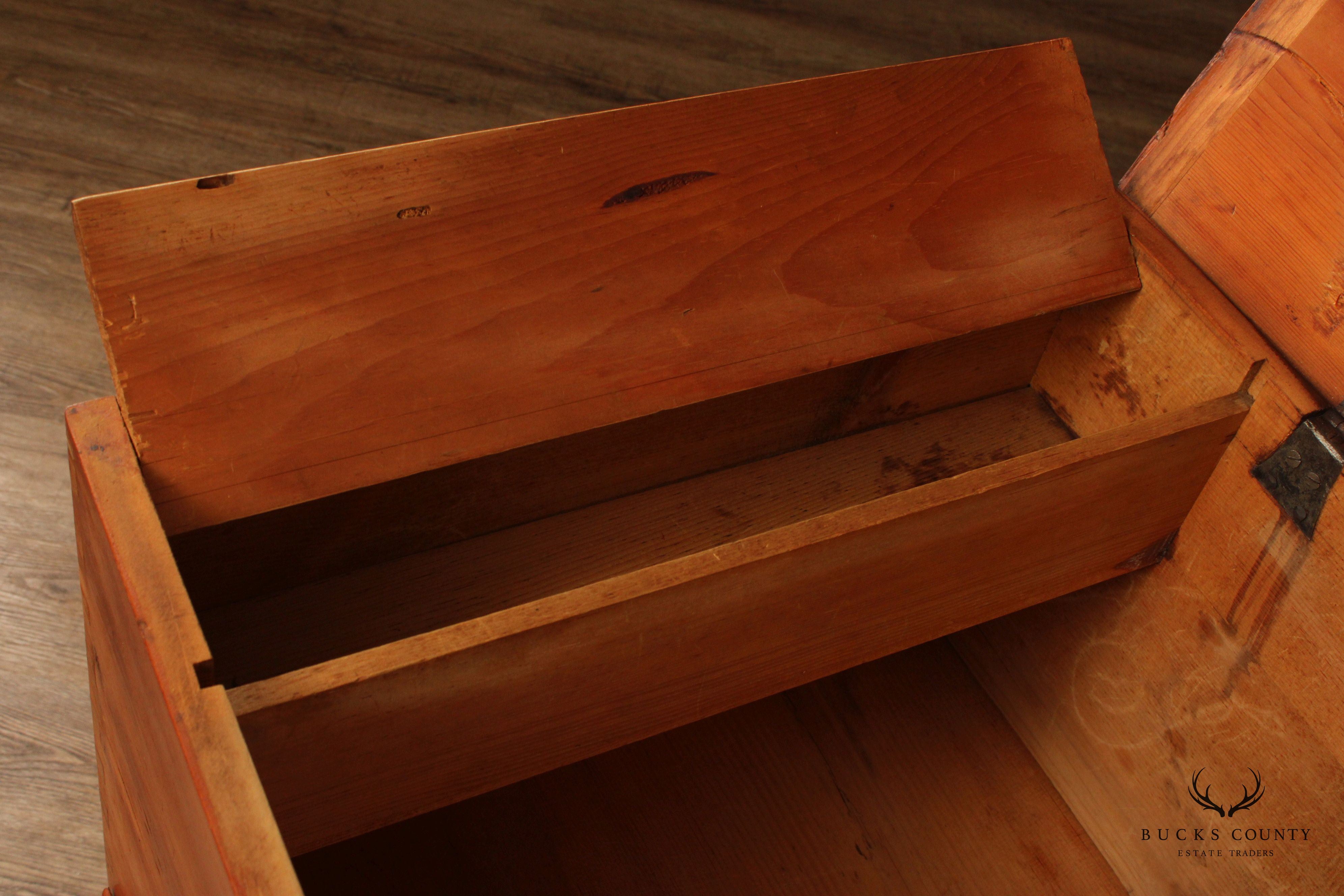 Antique Chippendale Large Two-Drawer Pine Blanket Chest