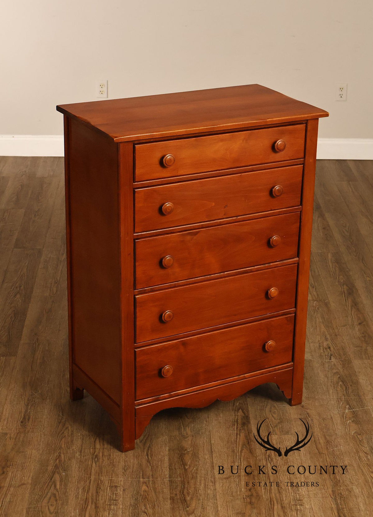 Traditional Cherry Five Drawer Tall Chest Of Drawers
