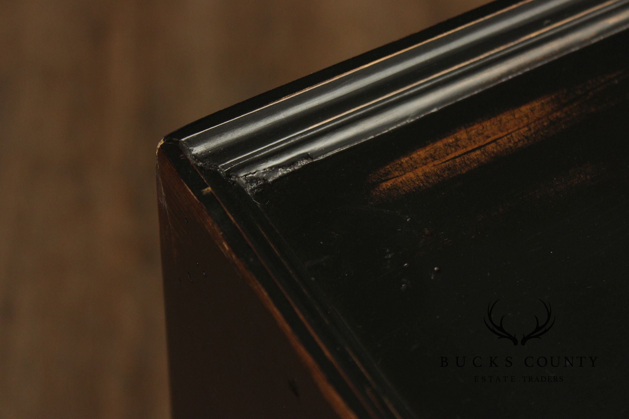 Industrial Style Pair of Ebonized Rolling End Tables