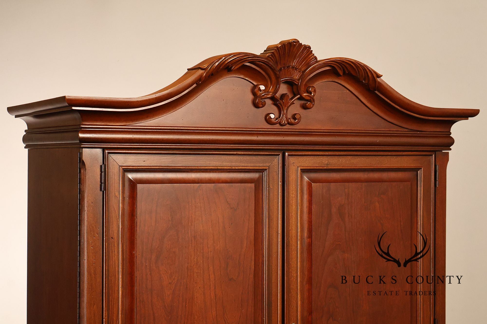 Stanley Furniture Traditional Carved Cherry Bedroom Storage Armoire