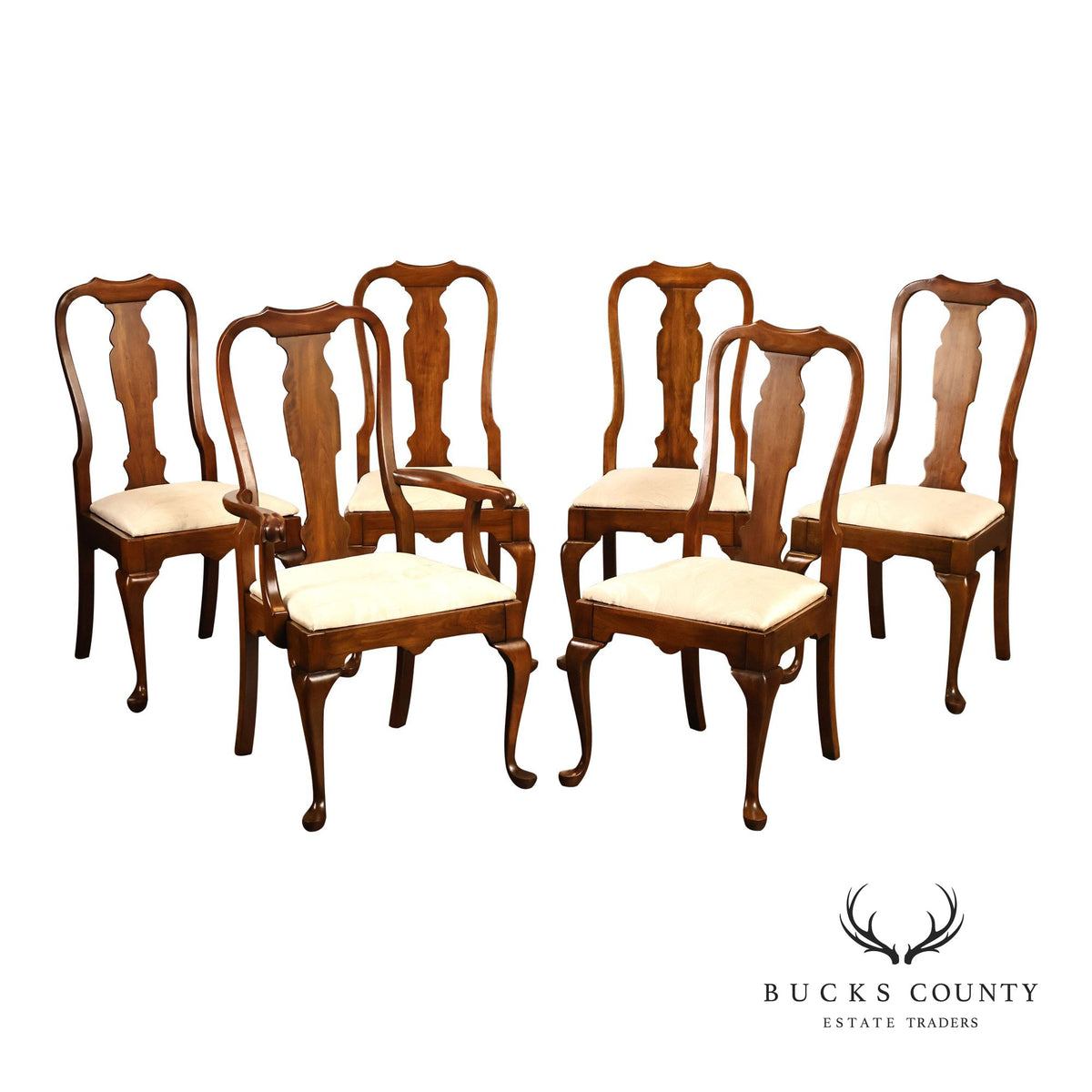 Pennsylvania House Queen Anne Style Set of Six Cherry Dining Chairs