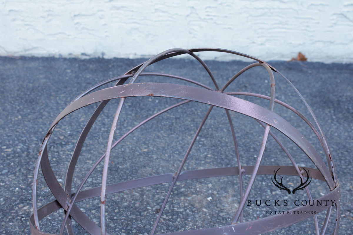 Pair of Steel Outdoor Garden Armillary Spheres