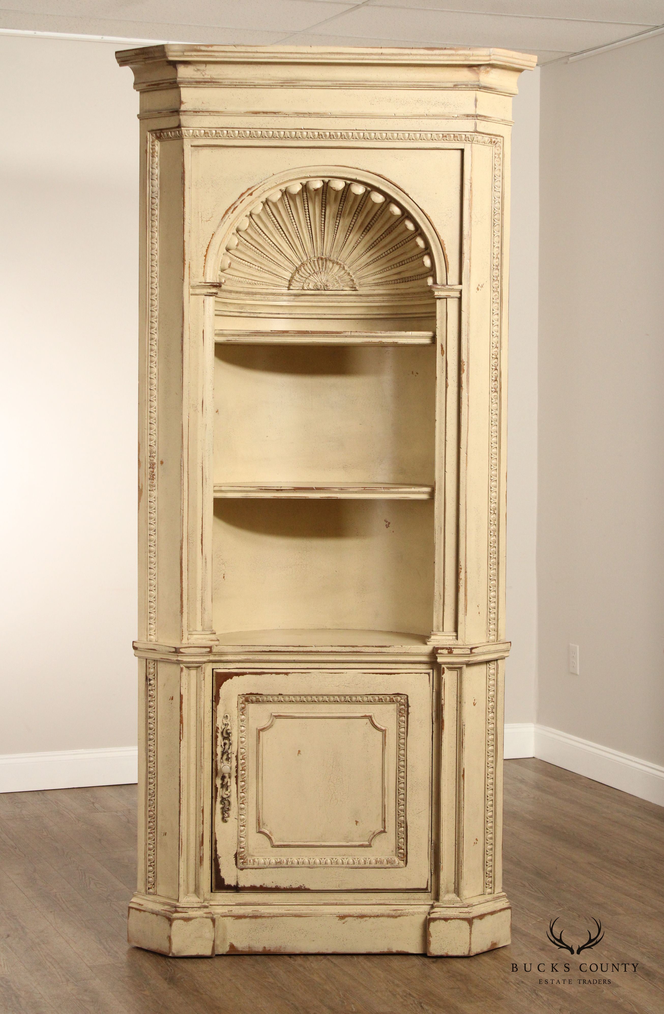 Habersham Plantation Large Painted Architectural 'Preston' Corner Cabinet