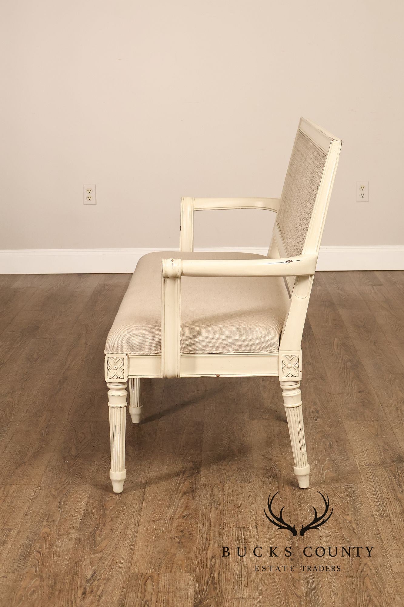 Alden Parkes Country French Louis XVI Style Caned Back Painted Settee