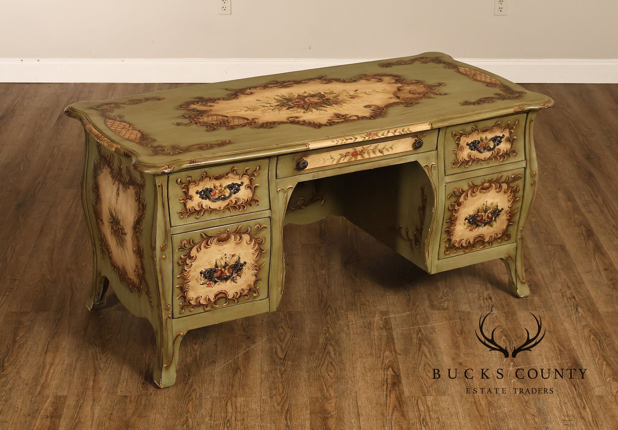 Lane Italian Rococo Style Painted Writing Desk