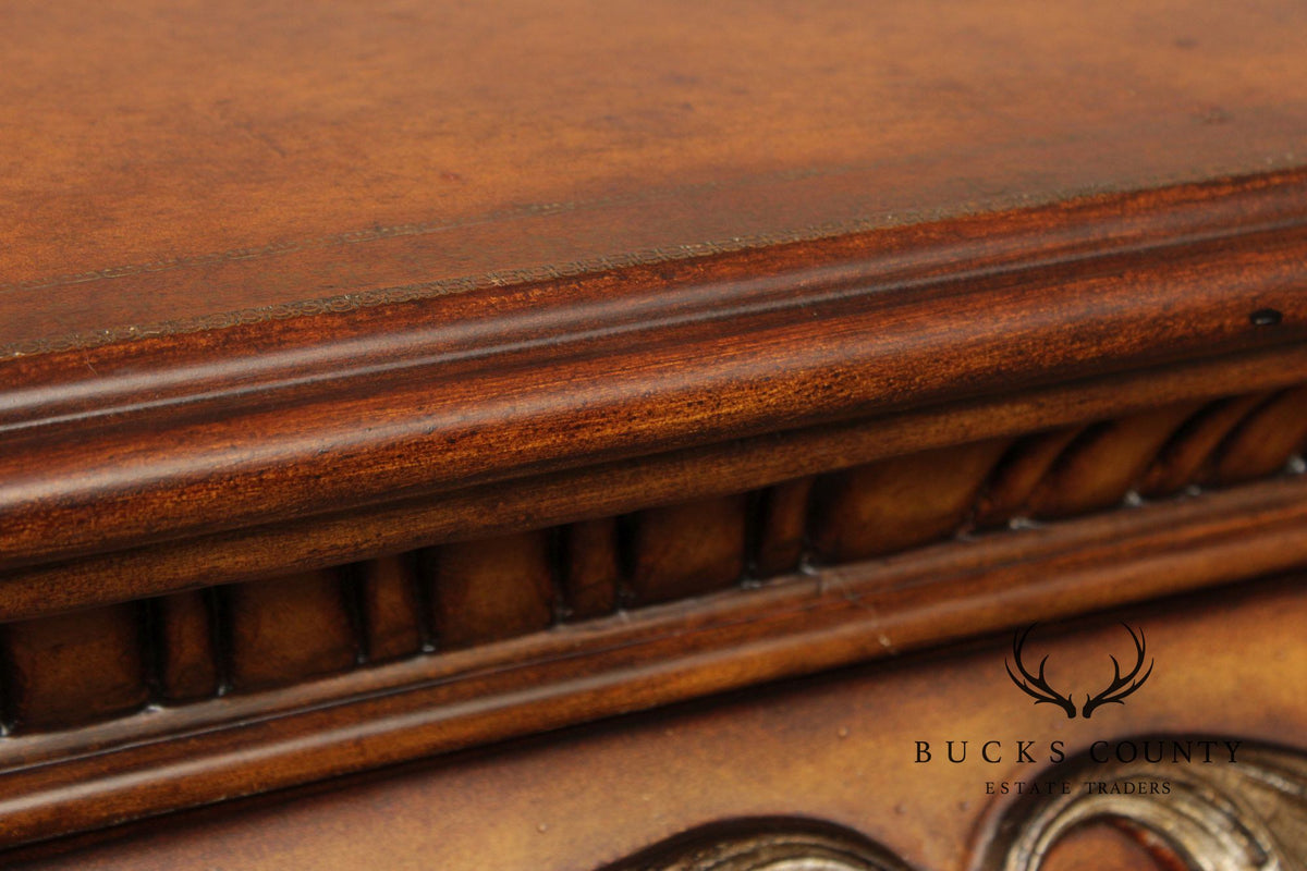 Regency Style Burlwood Bombe Four-Drawer Accent Chest