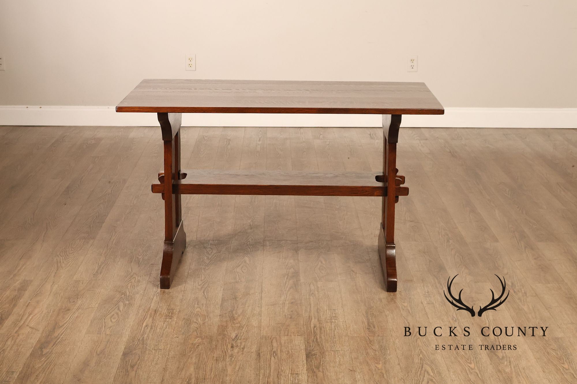 Gustav Stickley Mission Oak Trestle Library Table