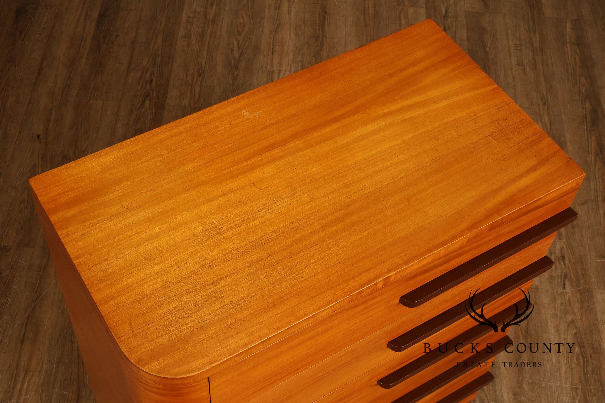 Donald Deskey Attributed 1930s Art Deco Streamlined Pair Of Five Drawer Chests