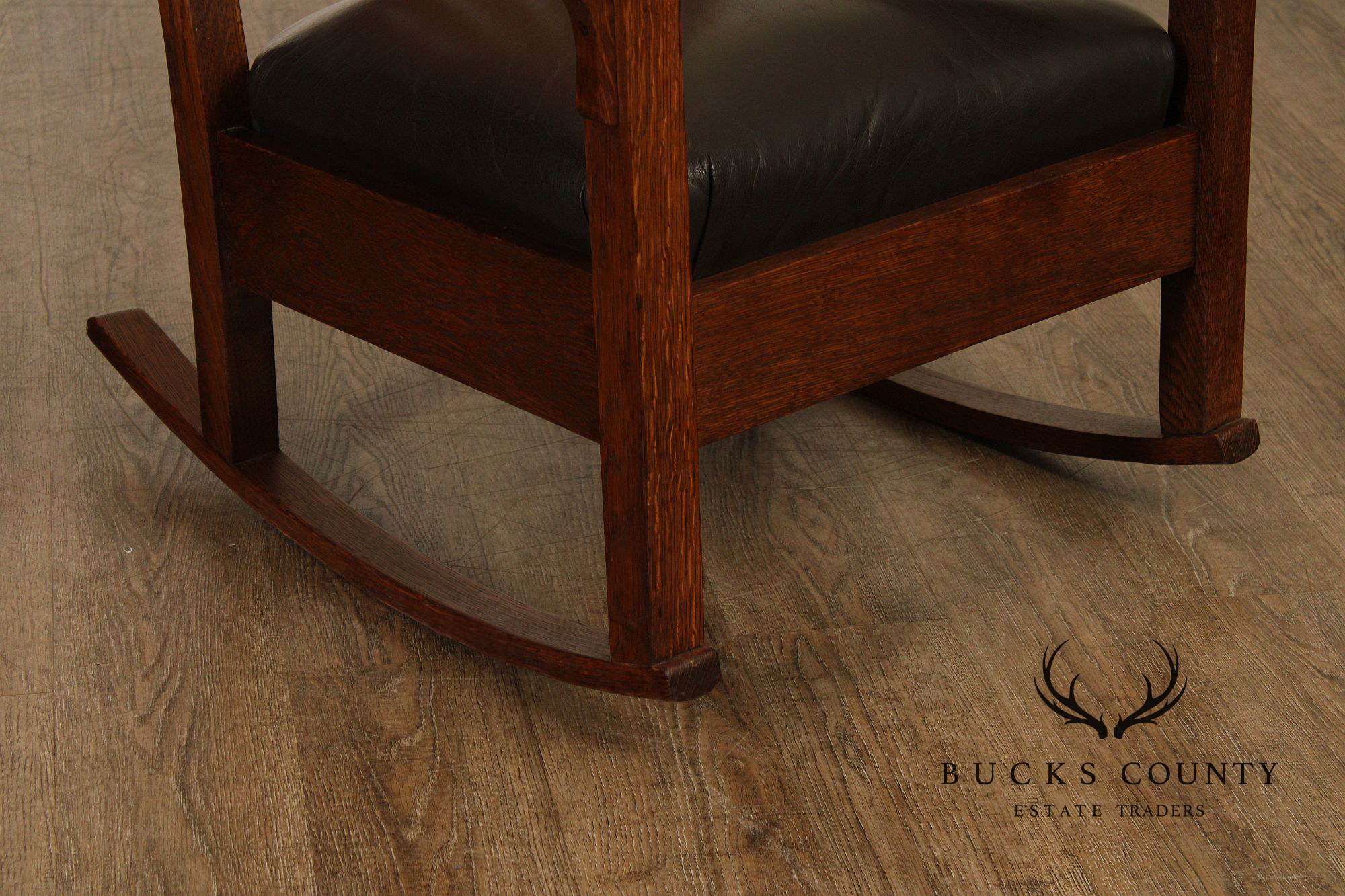 Gustav Stickley Mission Oak and Leather Rocker