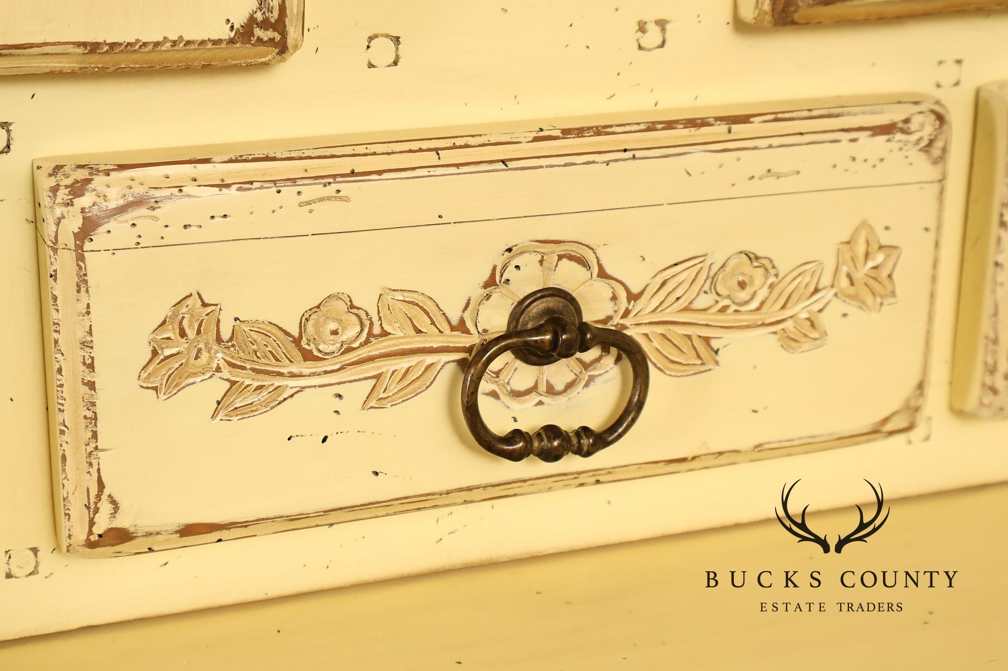 French Country Style Distress Painted China Cabinet
