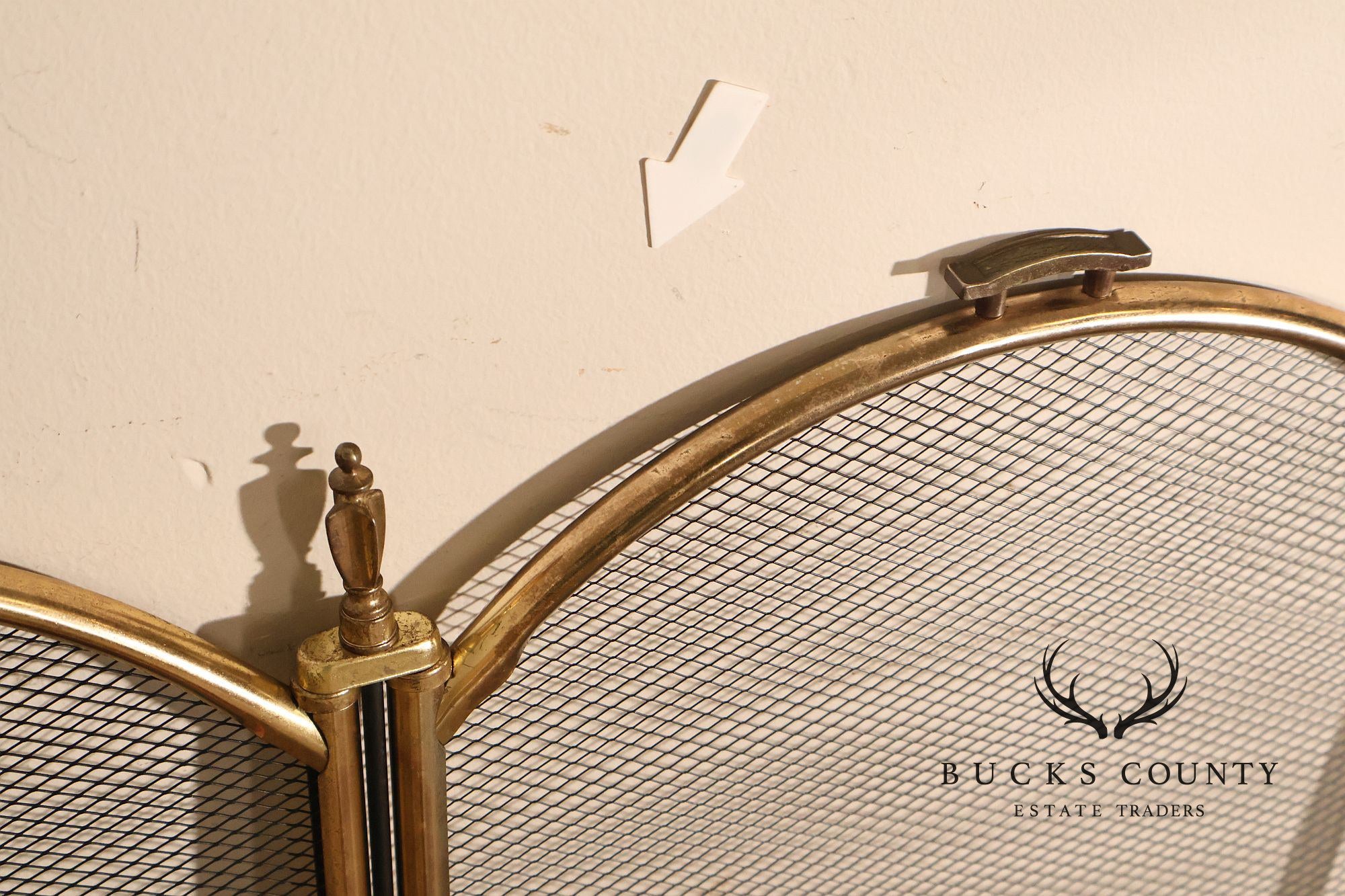 Vintage Brass Four-Panel Folding Fireplace Screen
