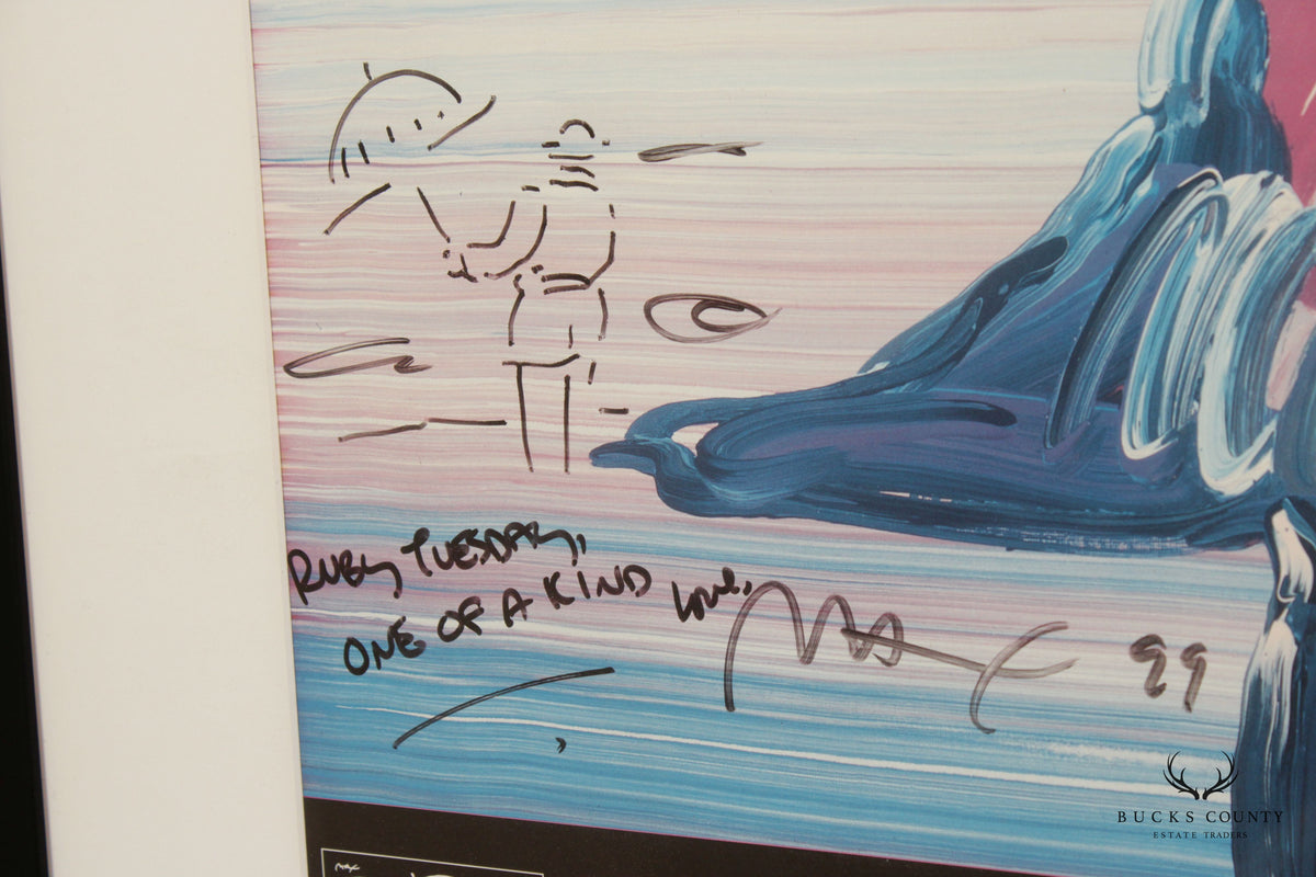 Peter Max 'Umbrella Man' Poster Print, Custom Framed