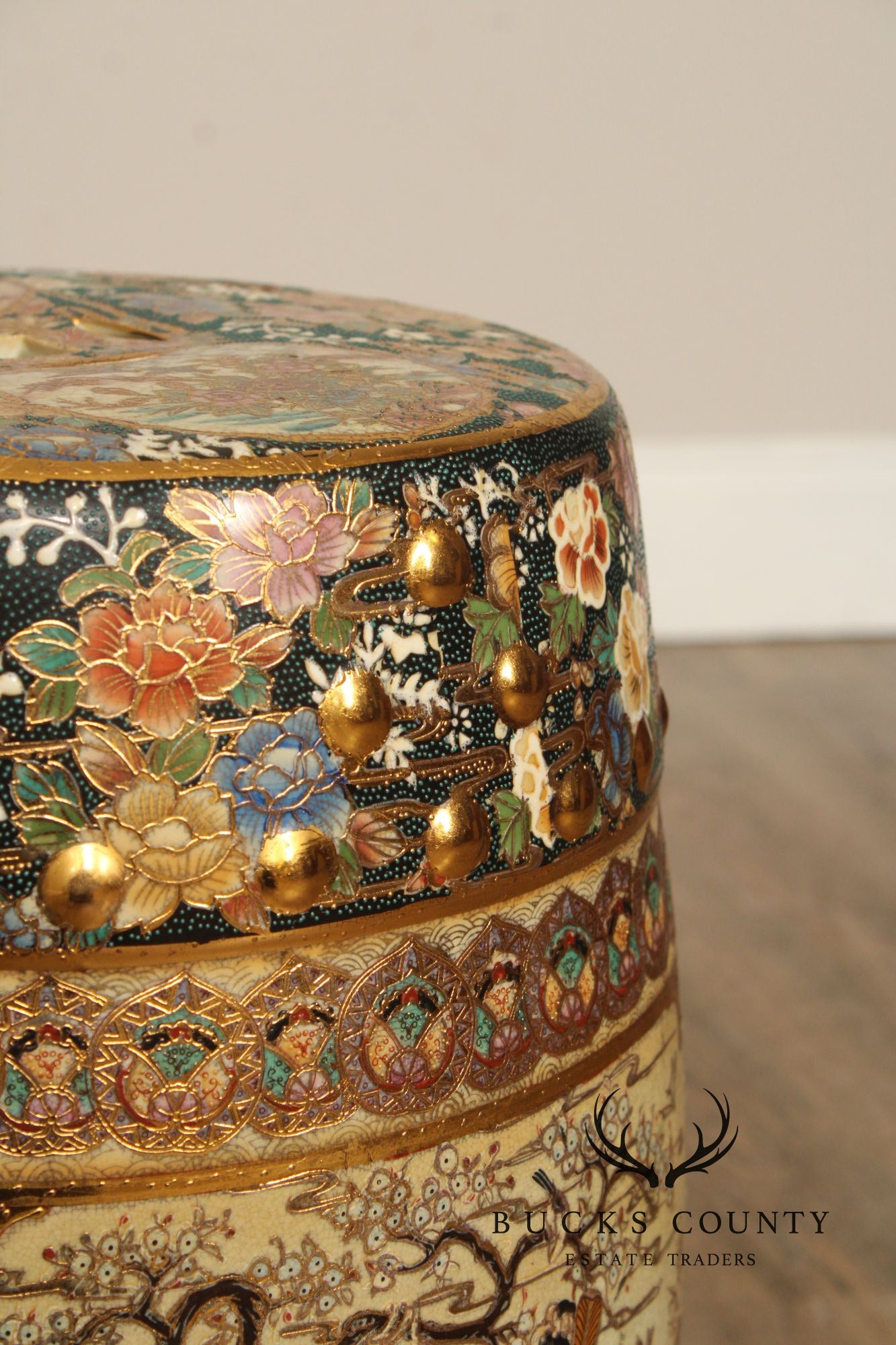 Japanese Satsuma Porcelain Garden Stool