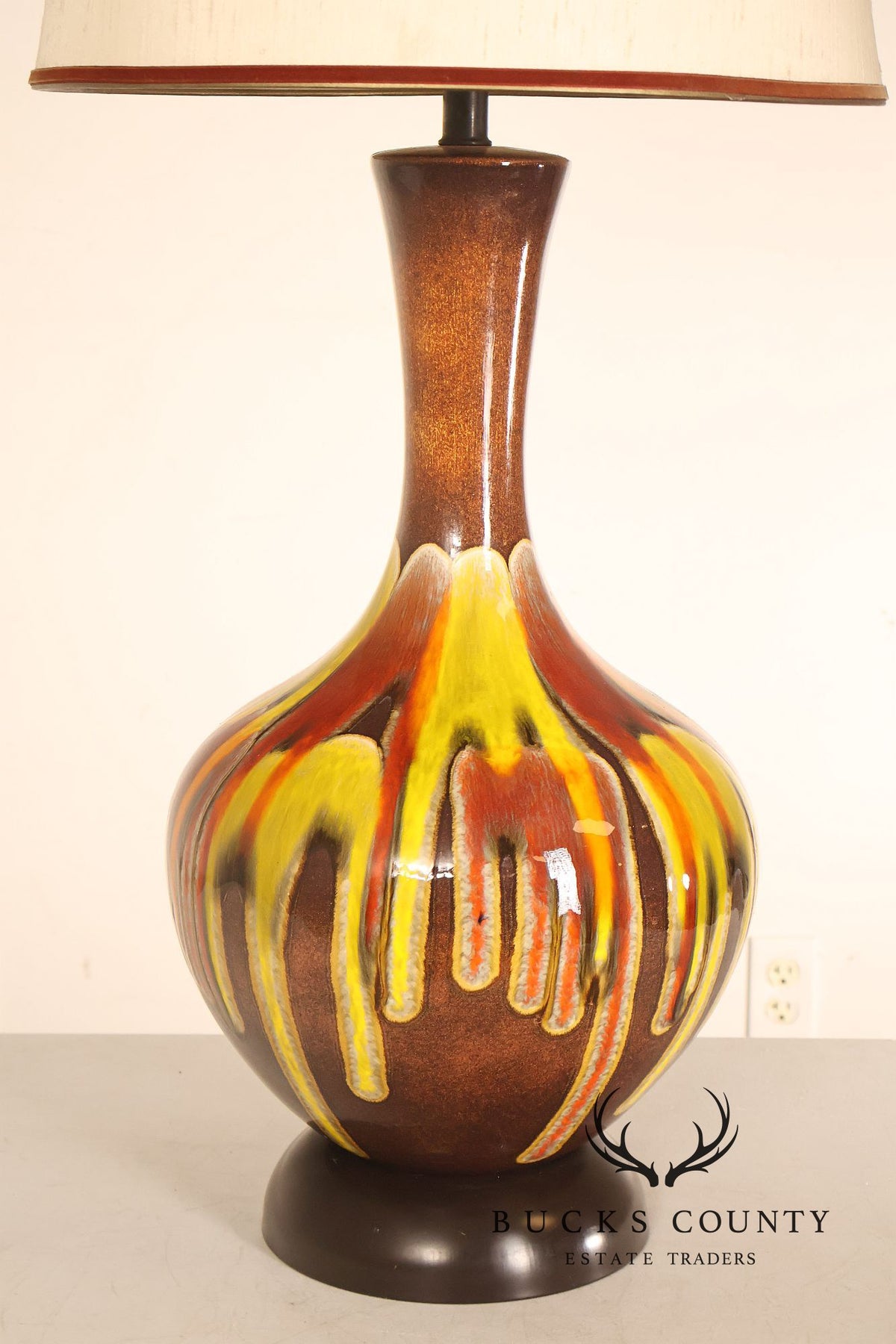 Mid Century Modern Drip-Glaze Ceramic Table Lamp