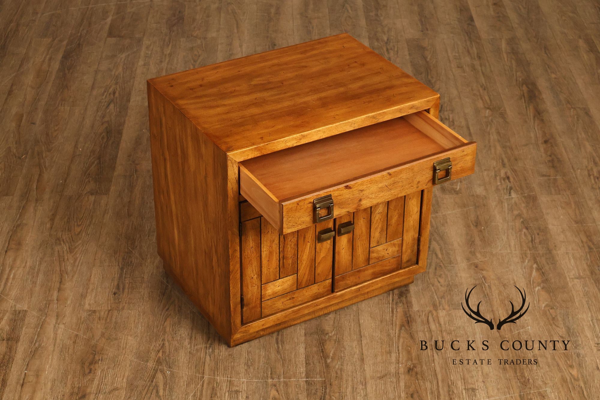 Drexel 'Woodbriar' Campaign Style Pair of Nightstands