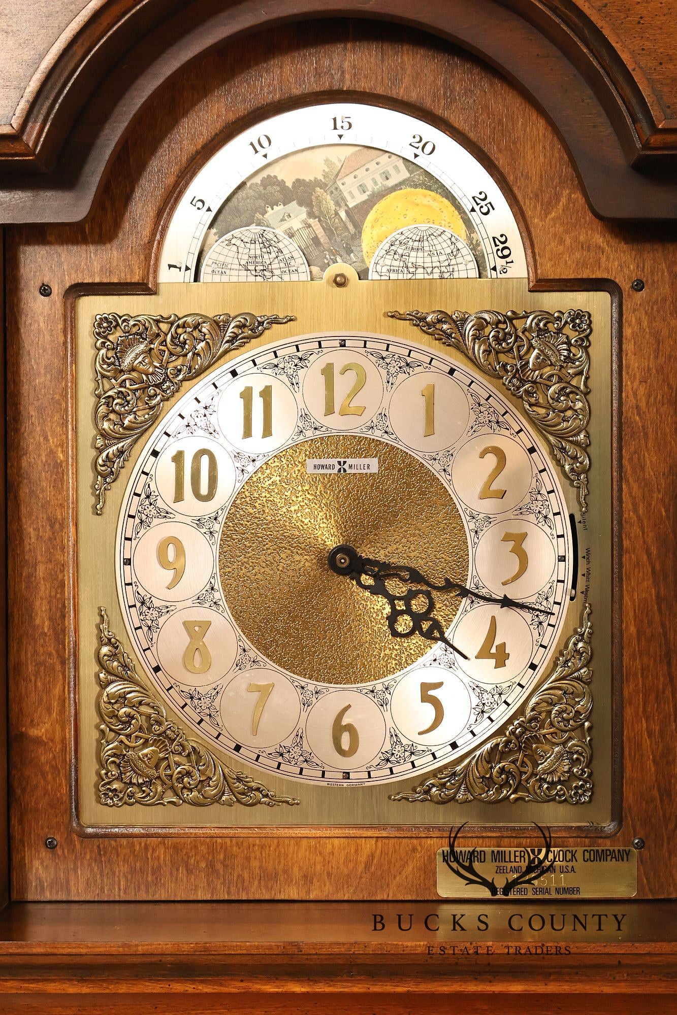 Howard Miller Chippendale Style Cherry Grandfather Grandmother Clock