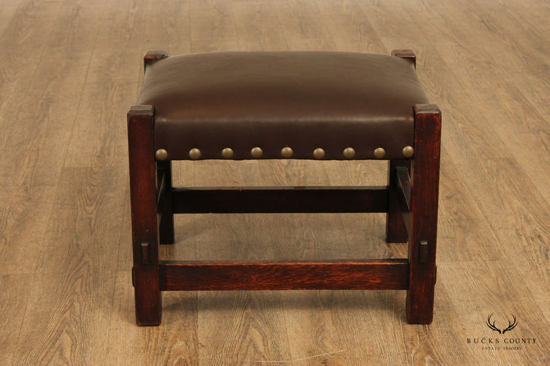 Gustav Stickley Mission Oak and Leather Foot Stool