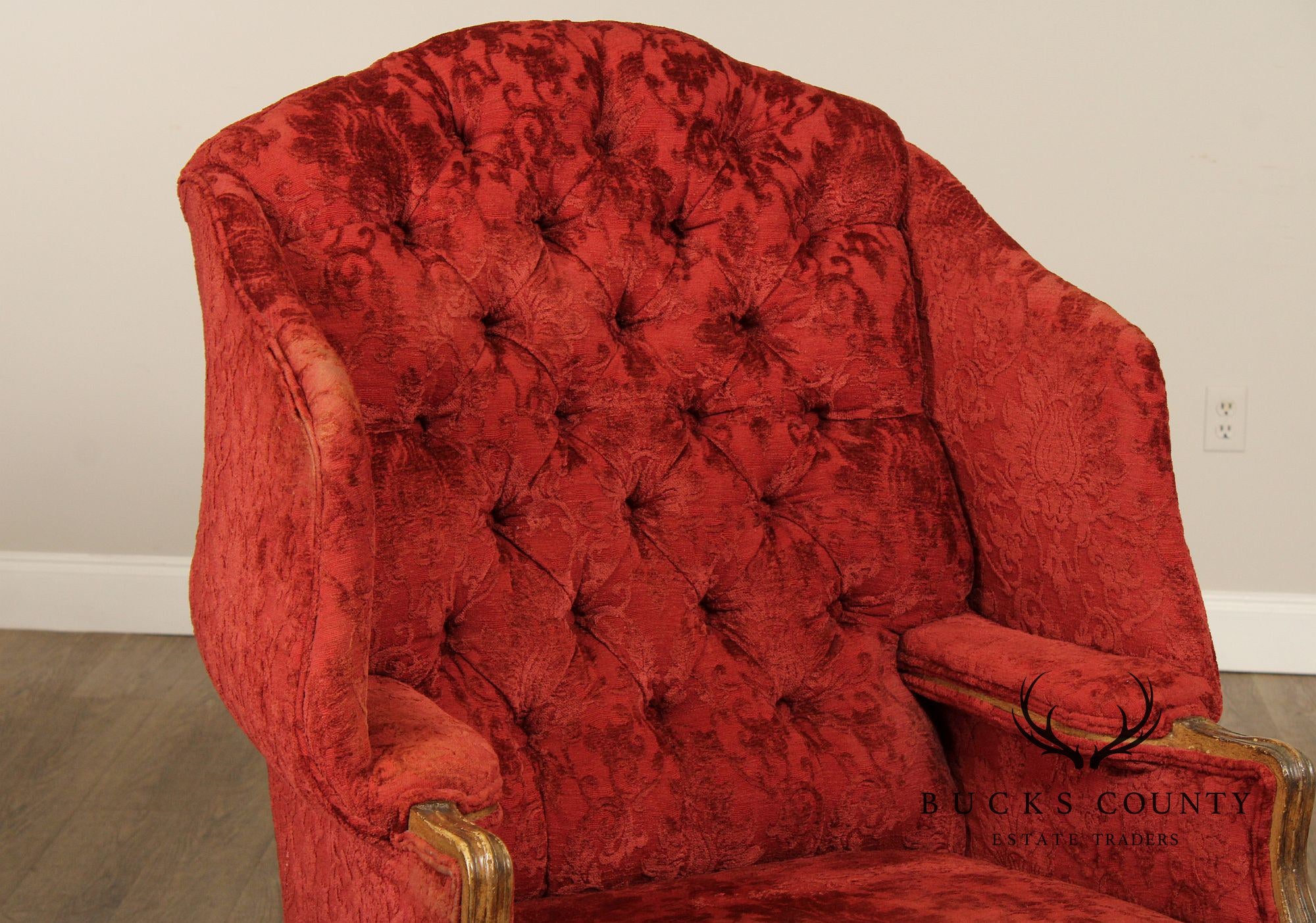 Georgian Style Pair of Wingback Armchairs and Ottoman