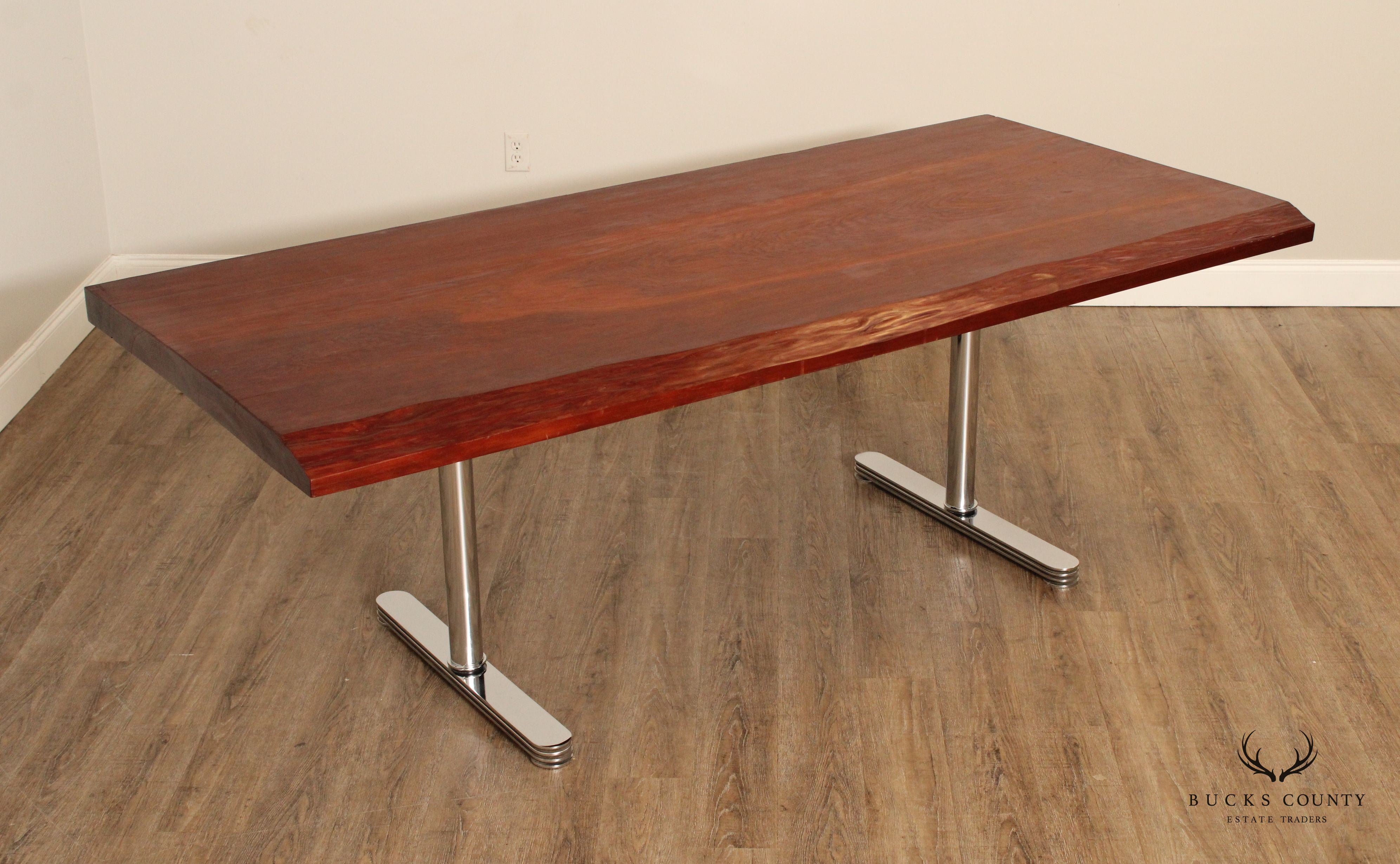 Mid Century Modern Live-Edge Slab Dining Table