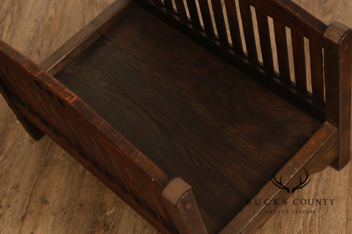 Antique Cushman Mission Oak Firewood Rack