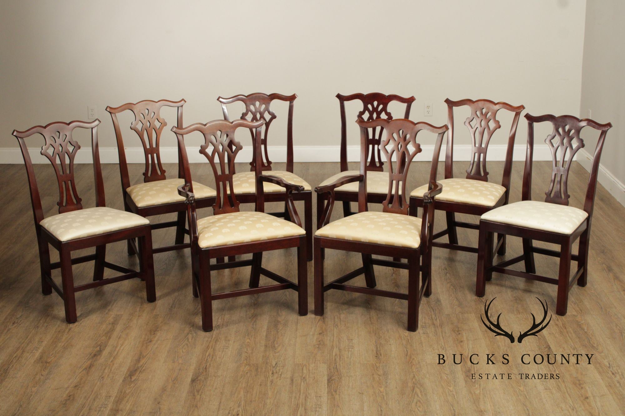 Kindel Chippendale Style Set of Eight Mahogany Dining Chairs