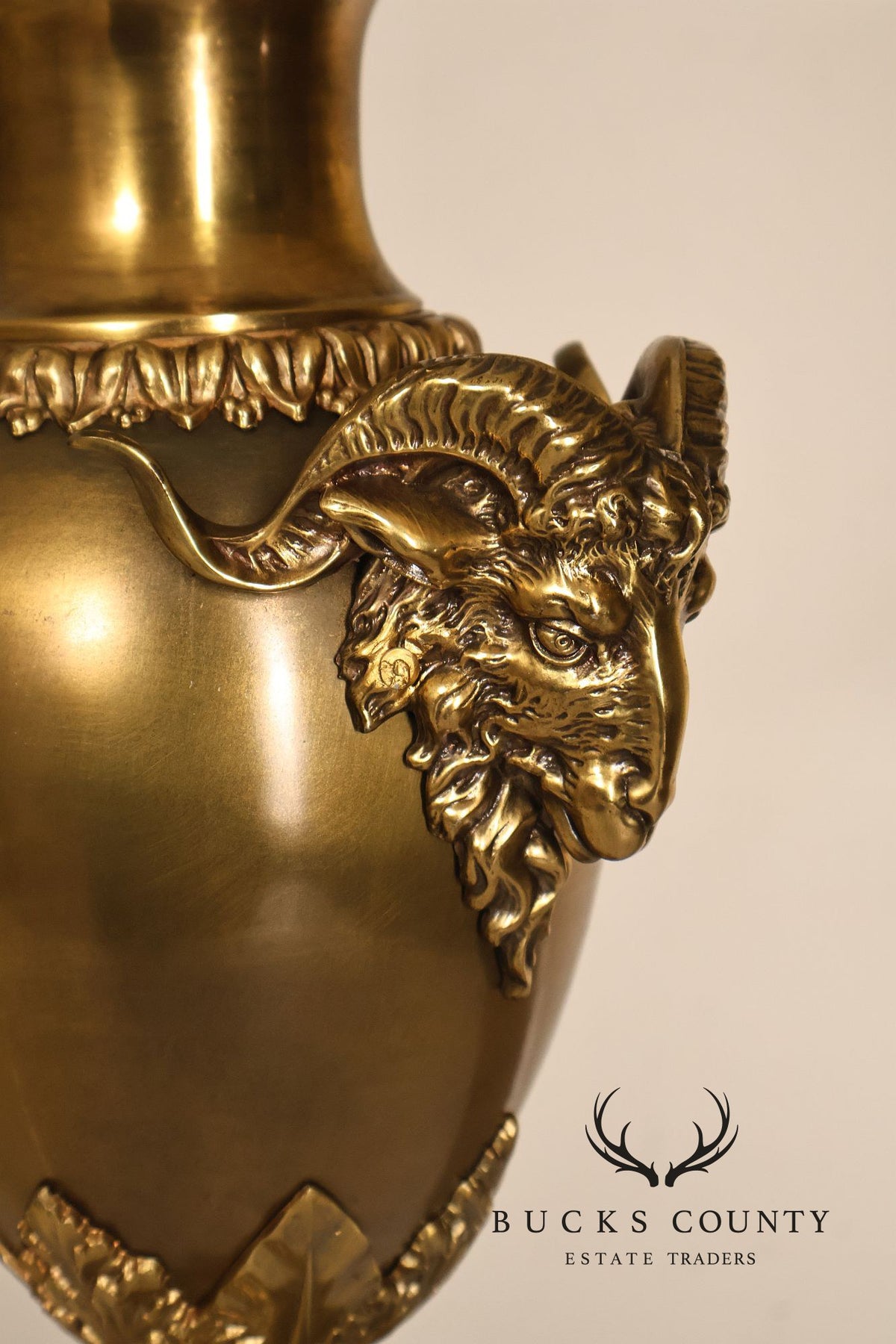 Chapman Vintage Pair of Brass Ram's Head Table Lamps