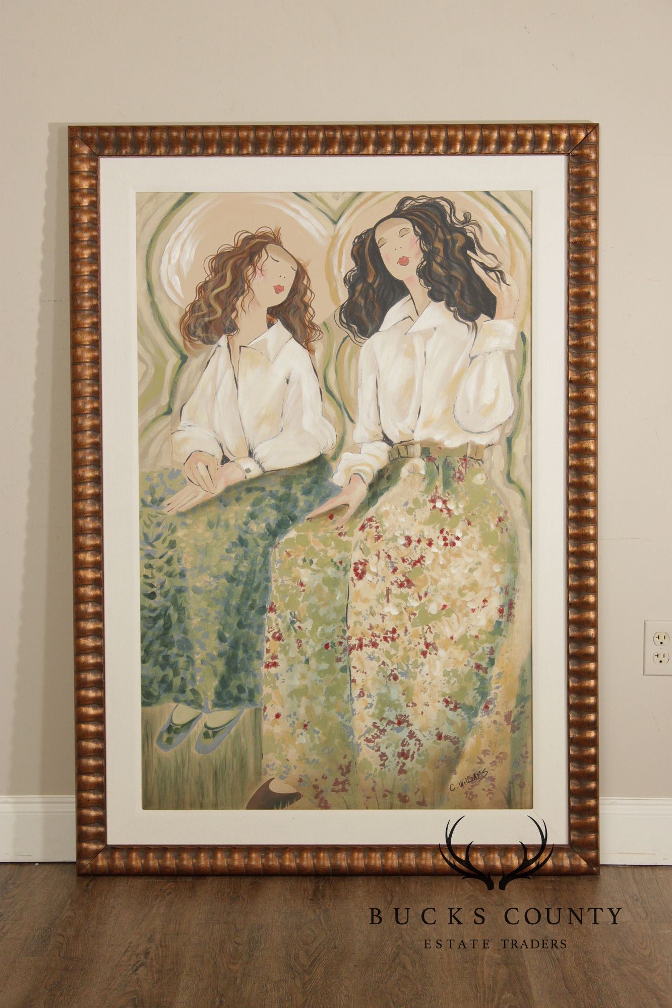 C. Williams Large Framed Oil Painting, White Shirts