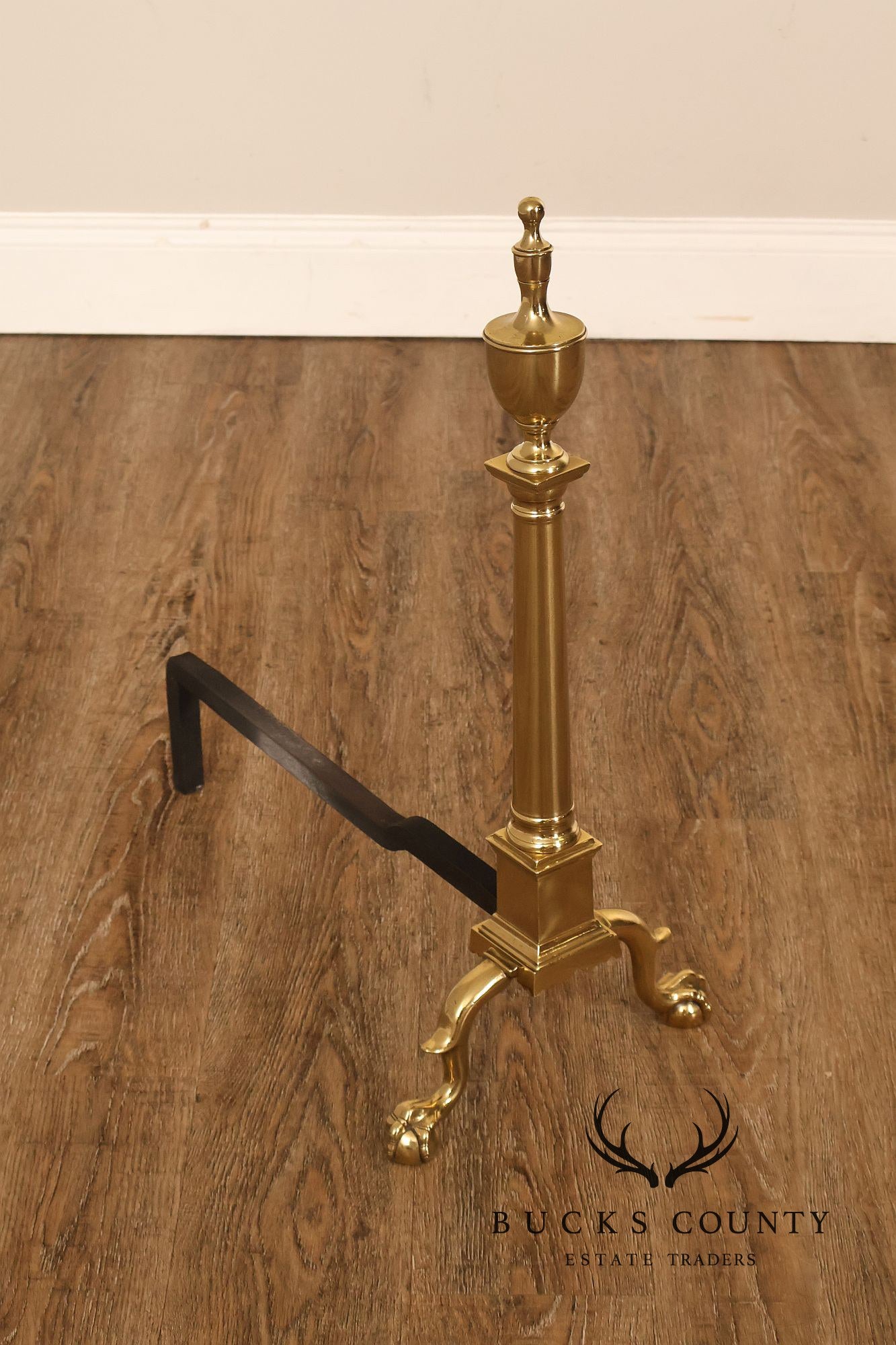 Federal Style Pair Of Brass Andirons