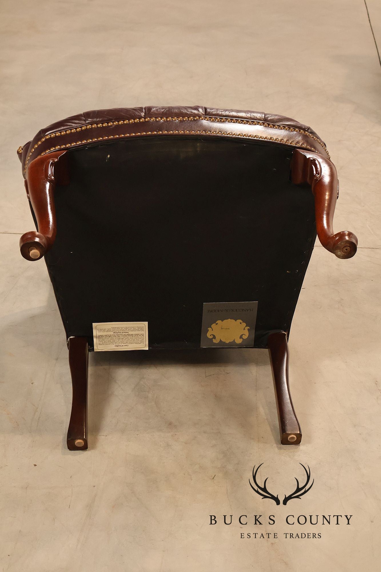 Hancock & Moore Pair of Tufted Leather and Mahogany Armchairs