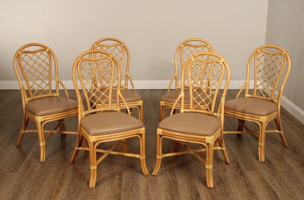 Braxton Culler Vintage Set of Six Rattan 'Trellis' Dining Chairs
