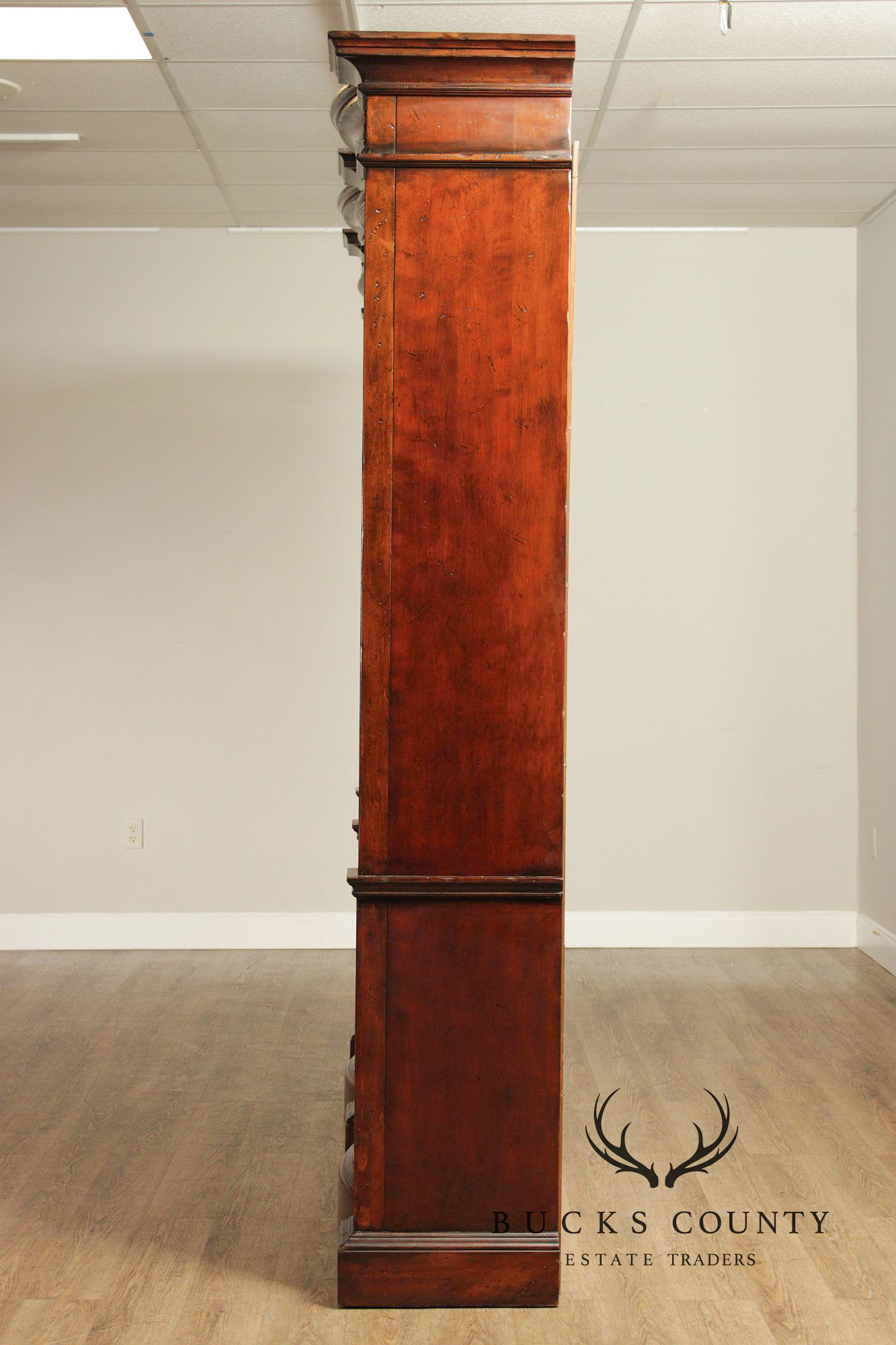 Large Traditional Lighted Double Bookcase