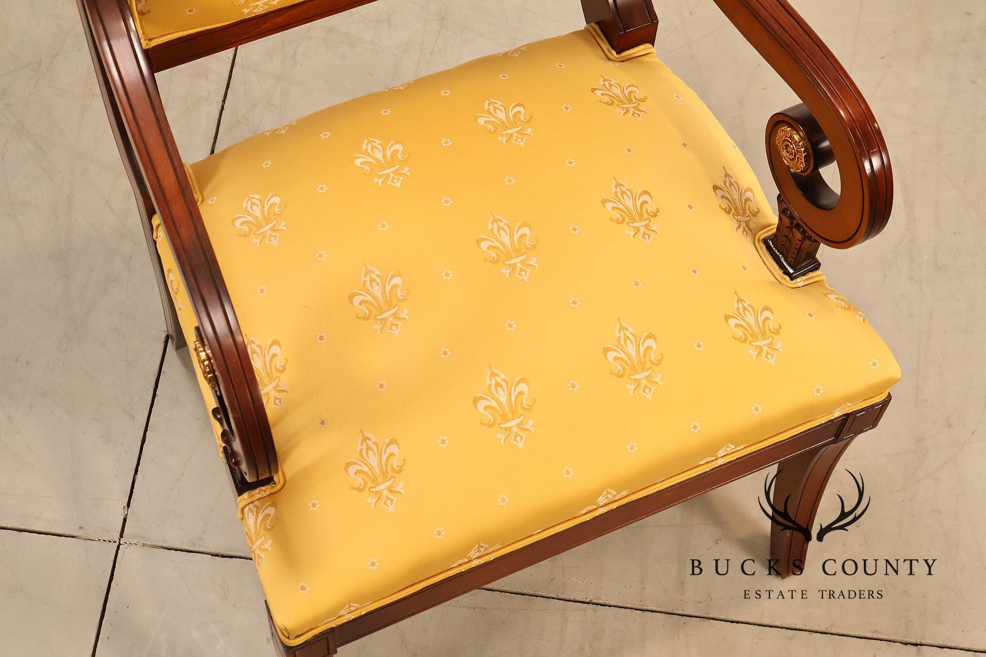Neoclassical Empire Style Mahogany Open Armchair