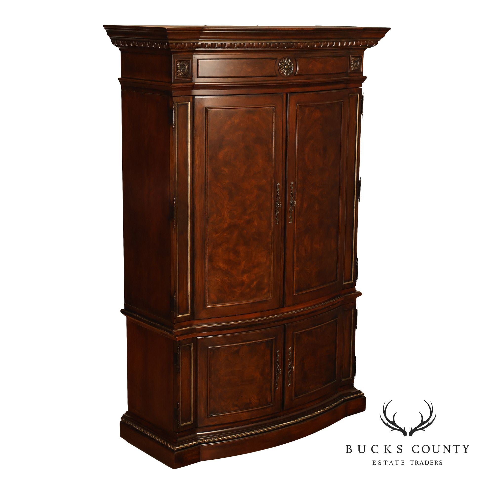 Drexel Heritage Hampshire Traditional Burl Wood Entertainment Armoire