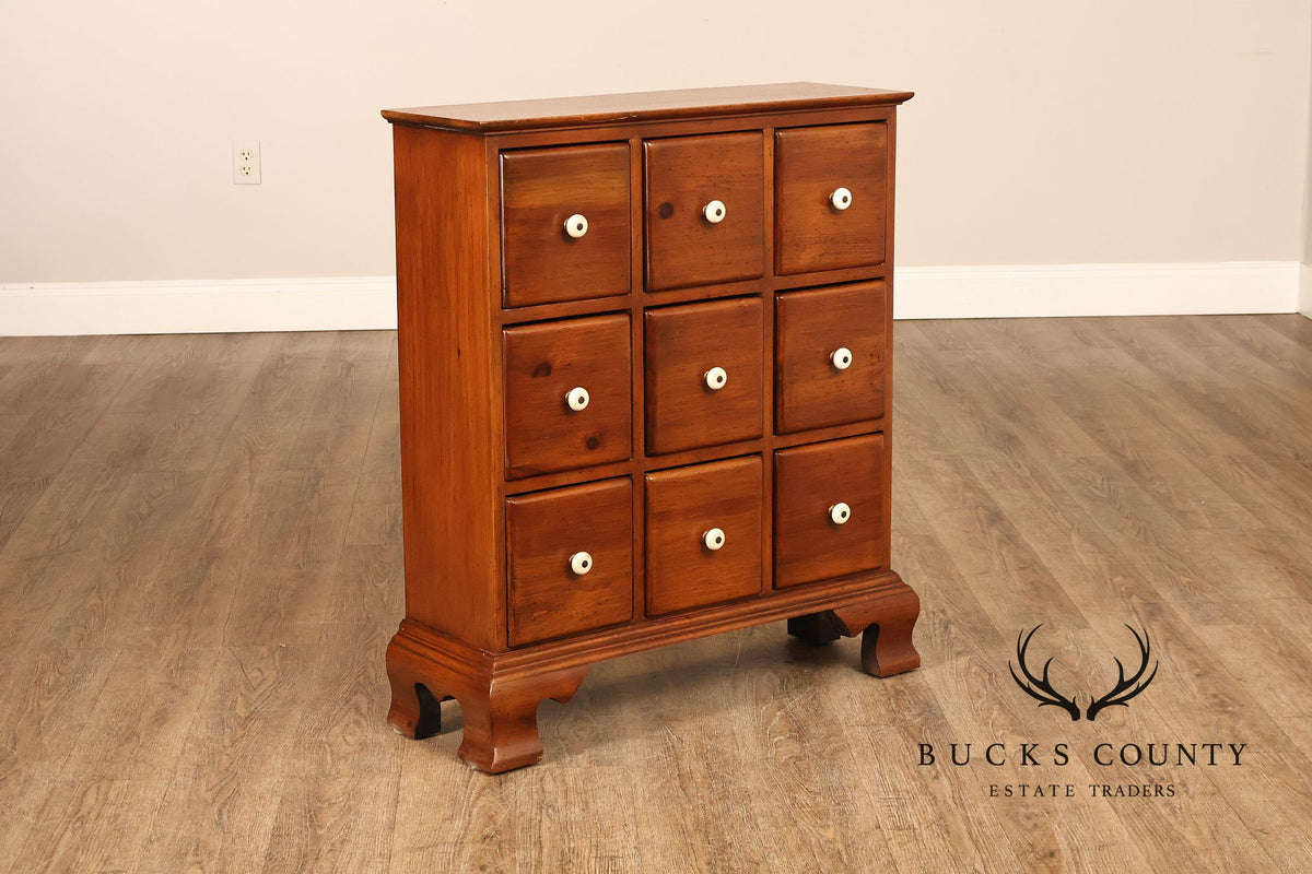 Vintage Pine Nine Drawer Apothecary Cabinet With Porcelain Knobs
