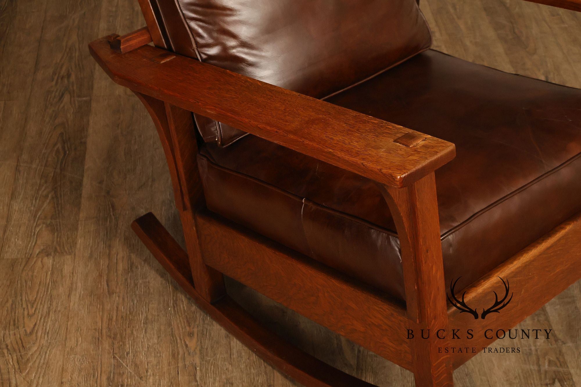 Antique L & JG Stickley Mission Oak Morris Rocker