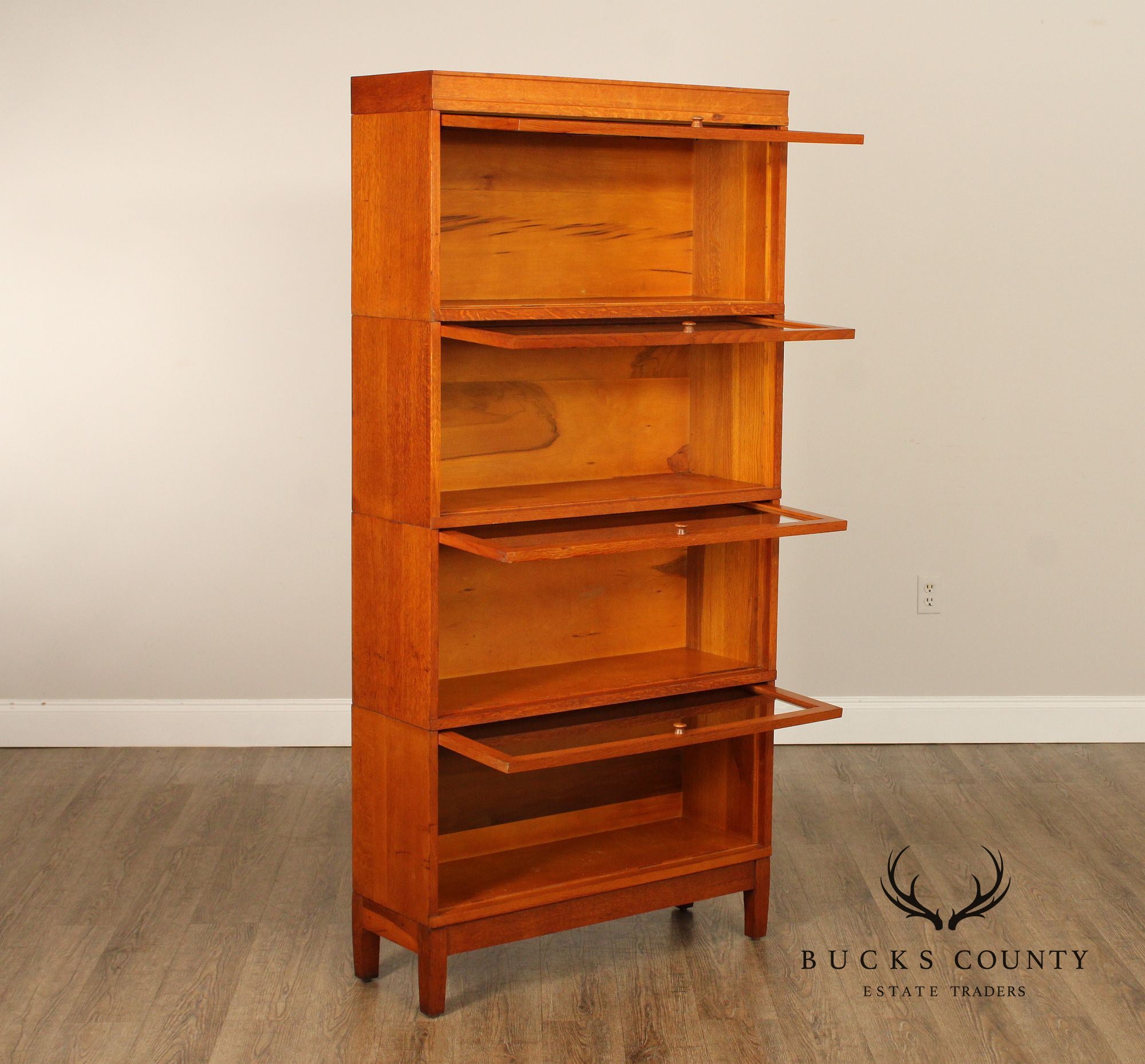 Globe Wernicke Oak Four-Stack Barrister Bookcase