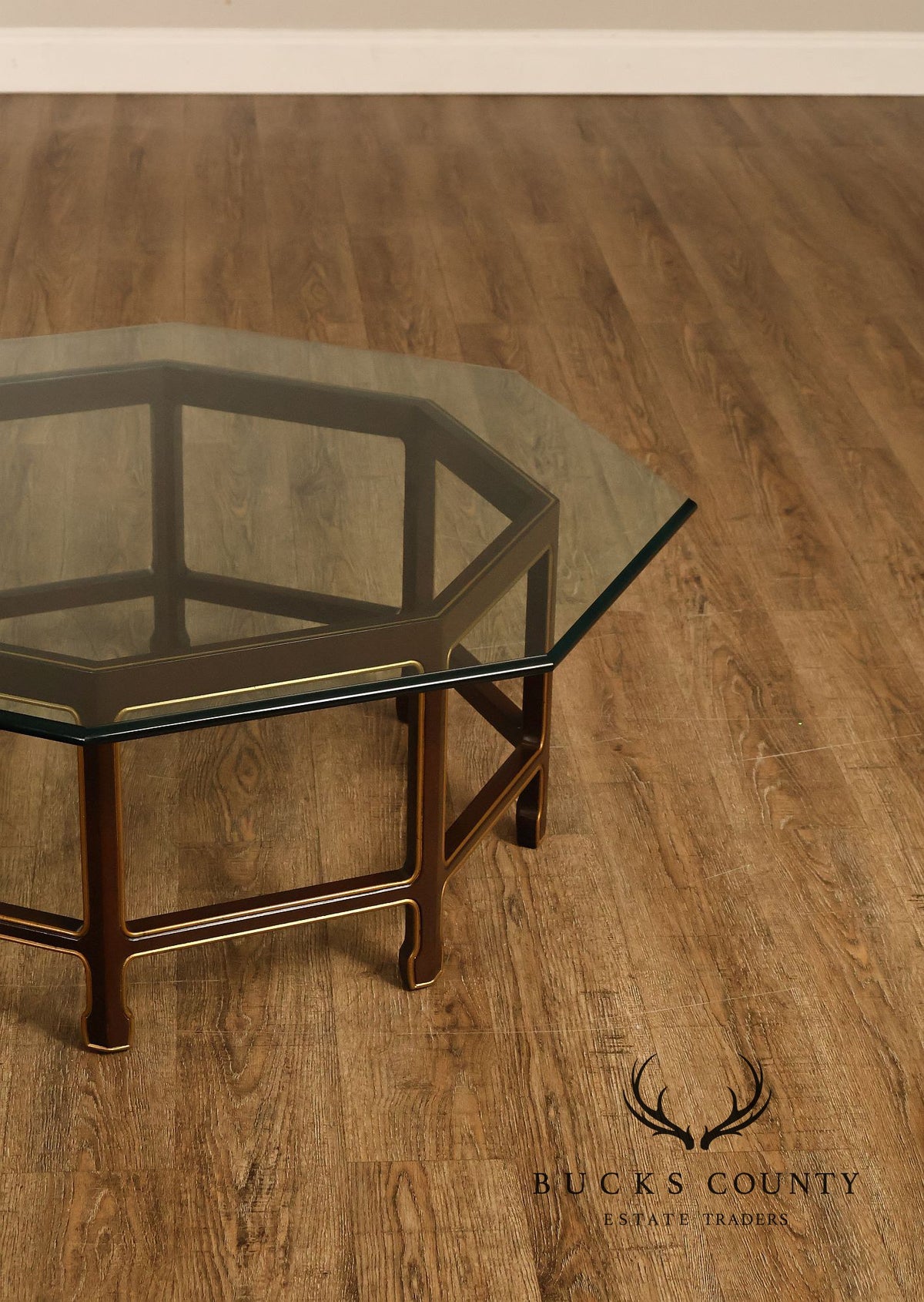 Asian Style Glass Top Octagonal Coffee Table