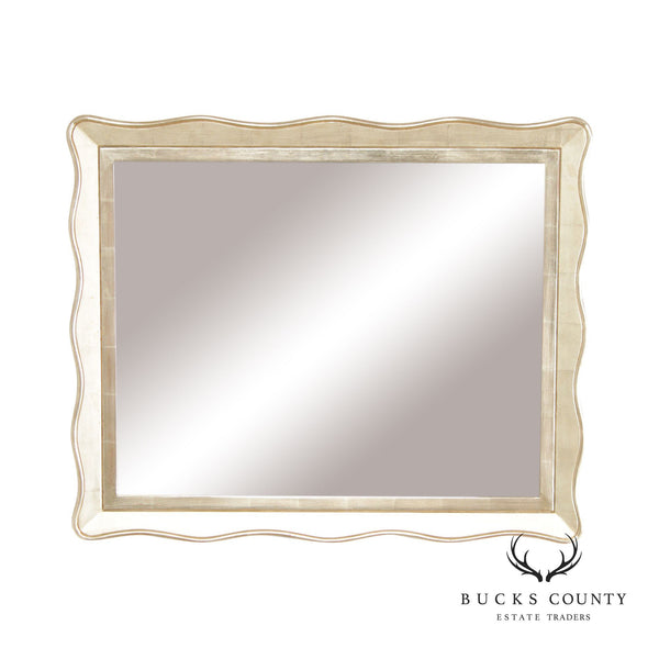 Vintage Hollywood Regency Style Silver Leaf Wall Mirror