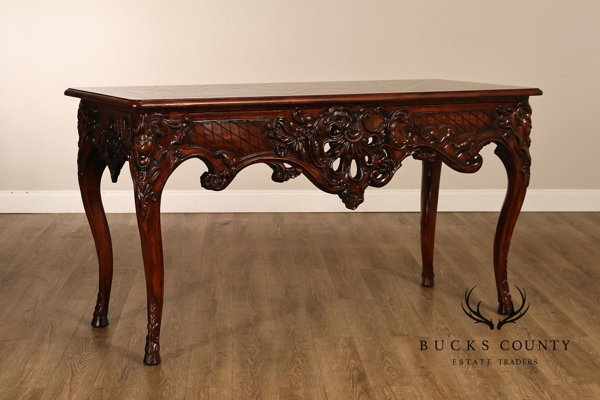 Henredon Carved Mahogany French Louis XV Style Console Table