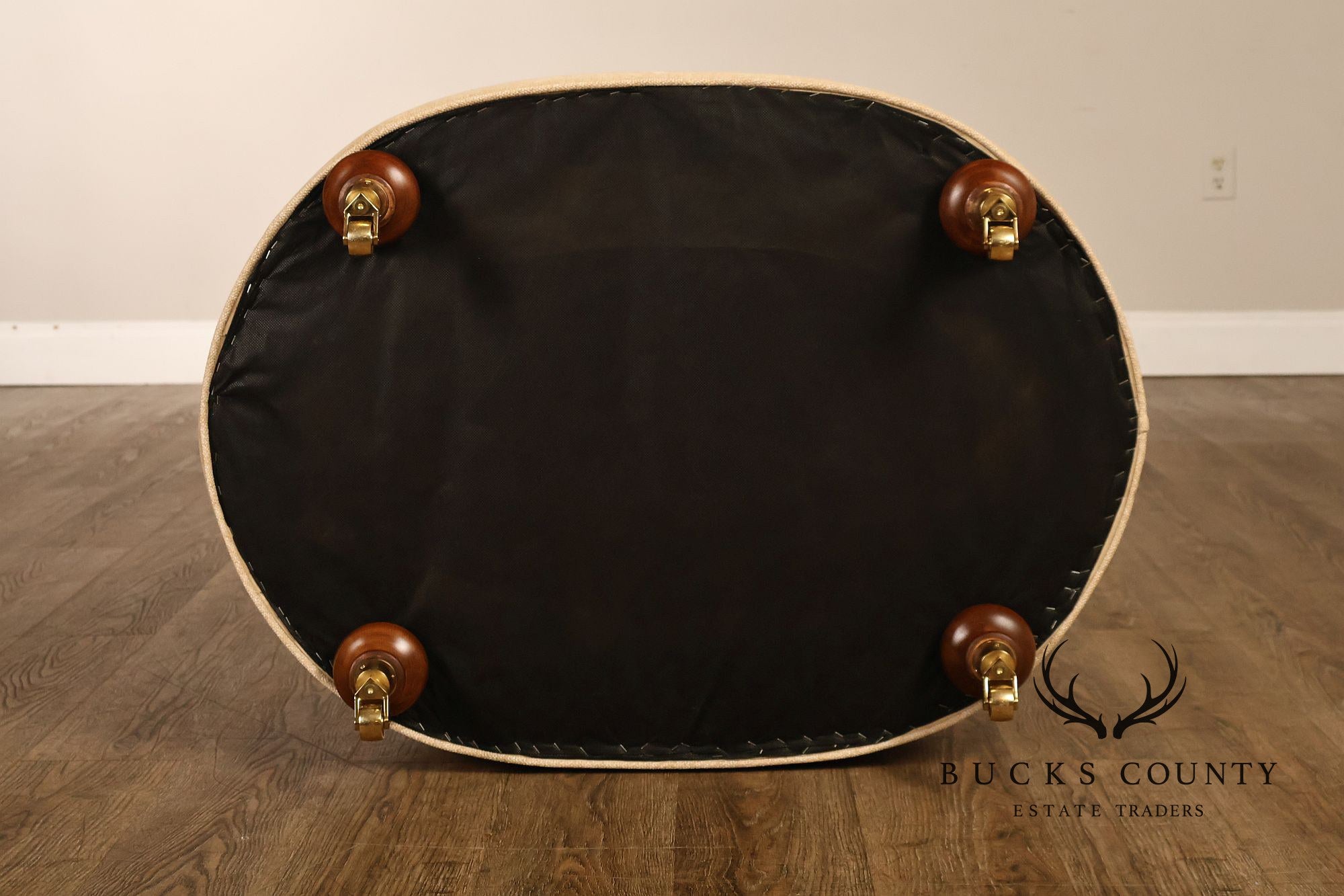 Traditional Tufted Upholstered Oval Ottoman