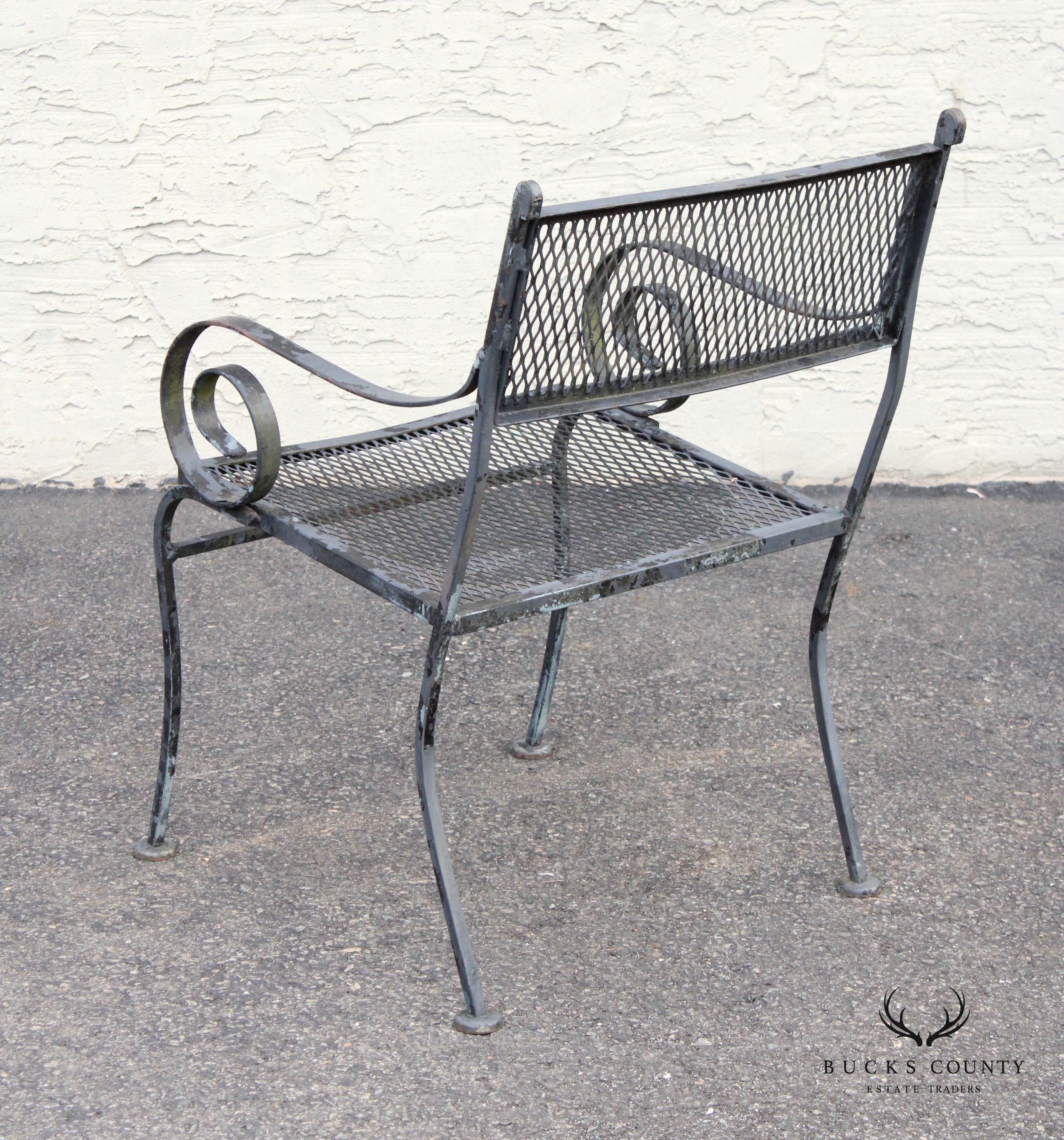 Vintage Pair of Wrought Iron Outdoor Garden Armchairs