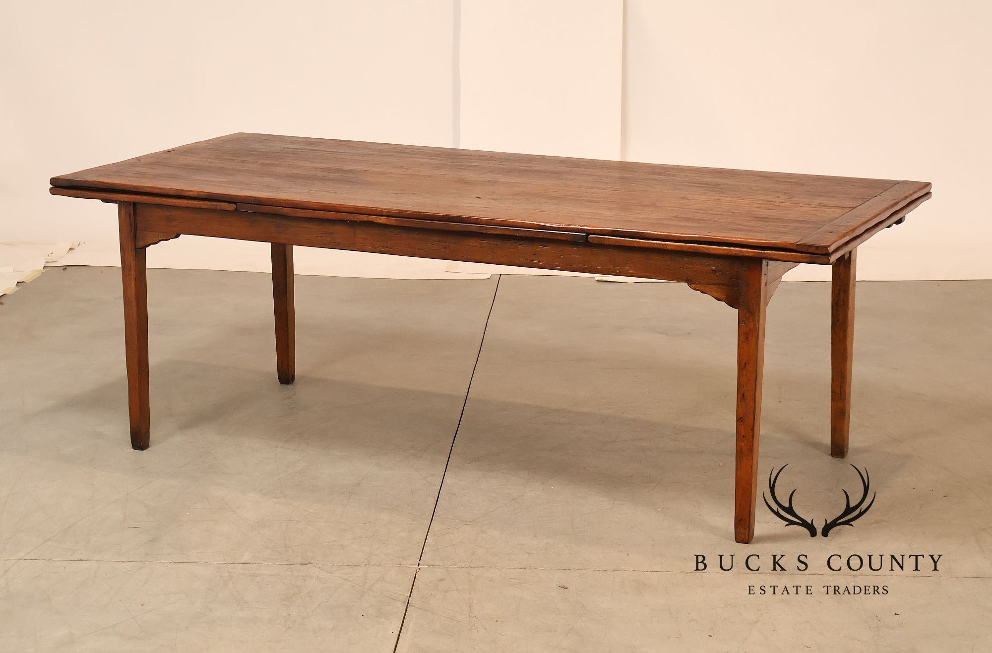 Antique Farmhouse Walnut Draw-Leaf Dining Table
