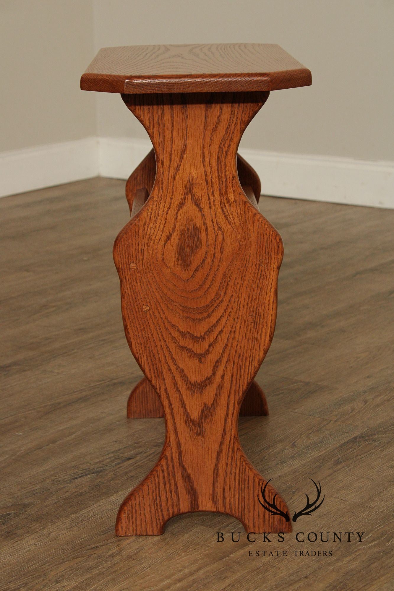 Vintage Oak Magazine Rack Side Table