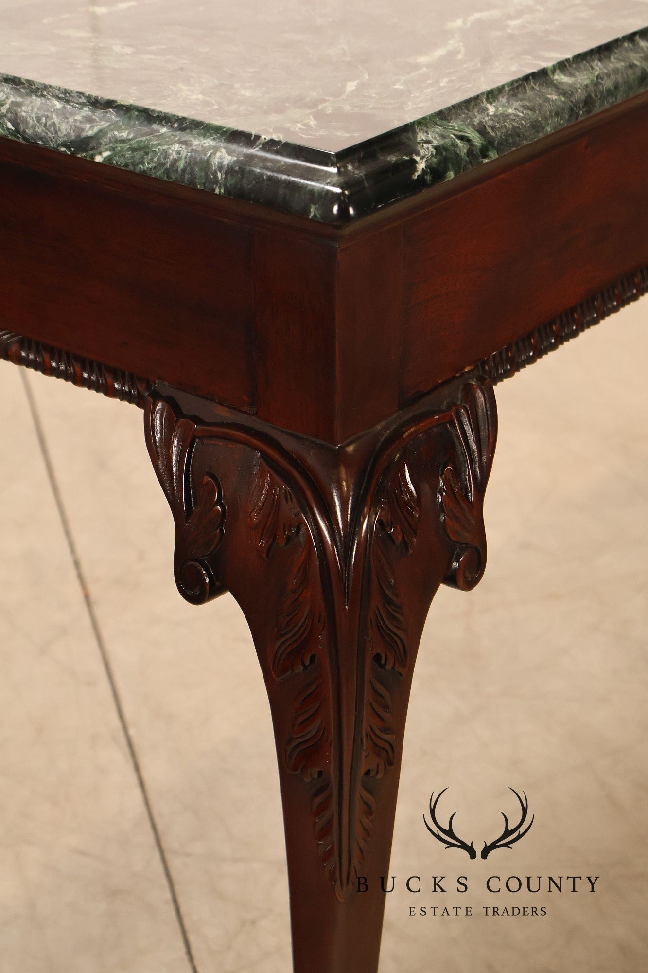 Stickley Chippendale Style Marble Top Mahogany Sofa Table Console