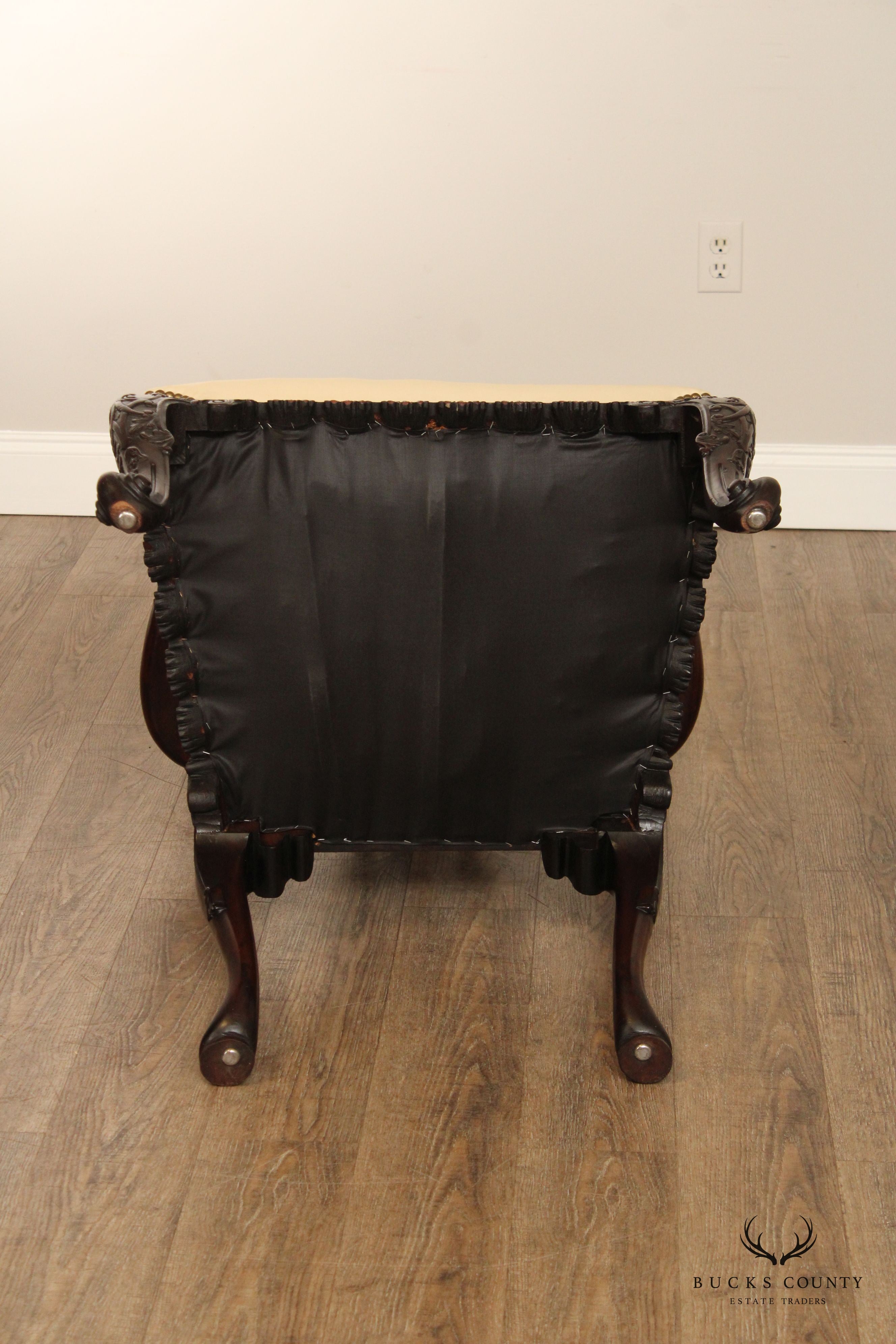 Antique Georgian Style Carved Mahogany  Armchair