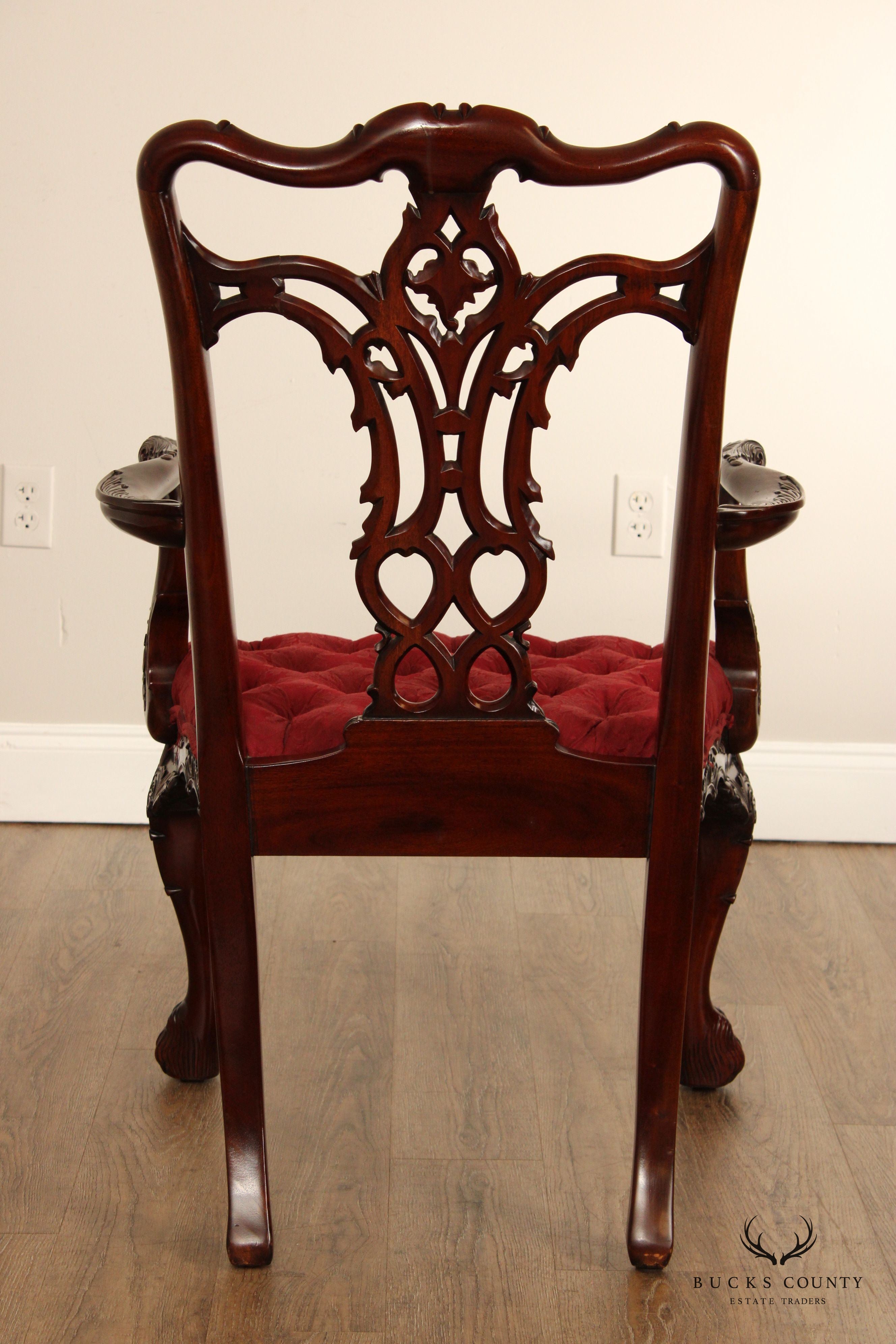 Maitland Smith Georgian Style Carved Mahogany Armchair