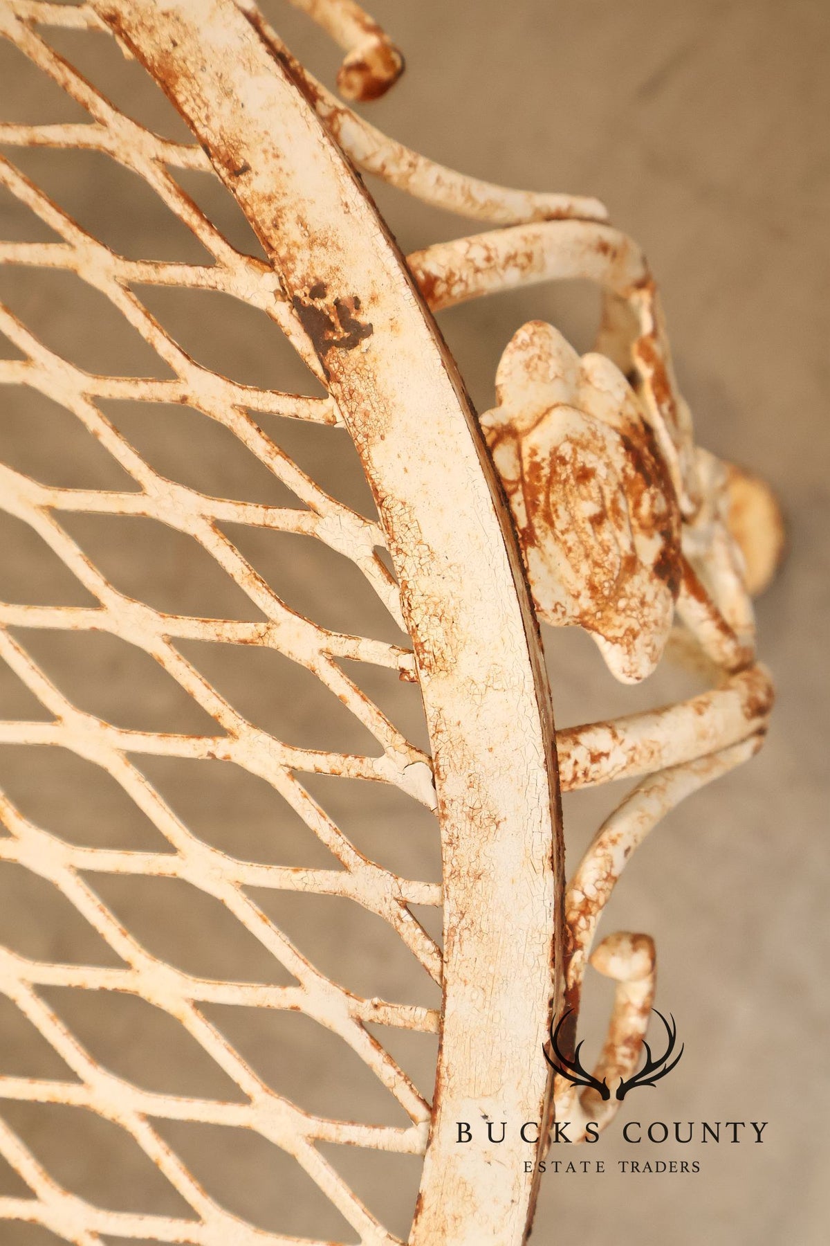 Vintage Woodard White Painted Wrought Iron Garden Chair