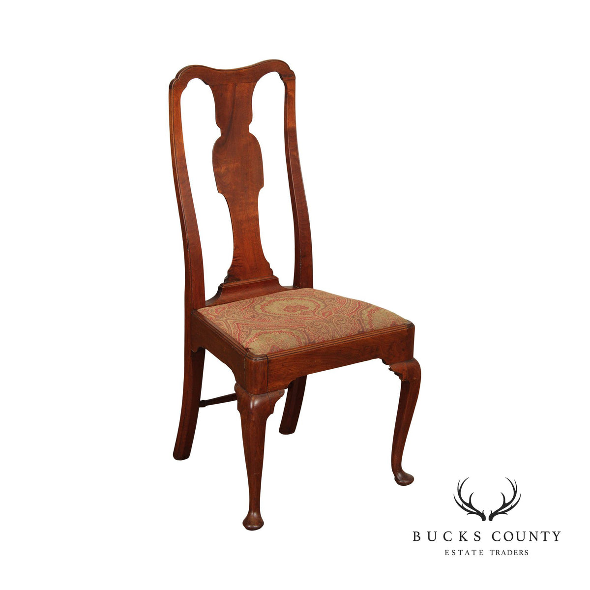 Queen Anne Carved Mahogany Side Dining Chair