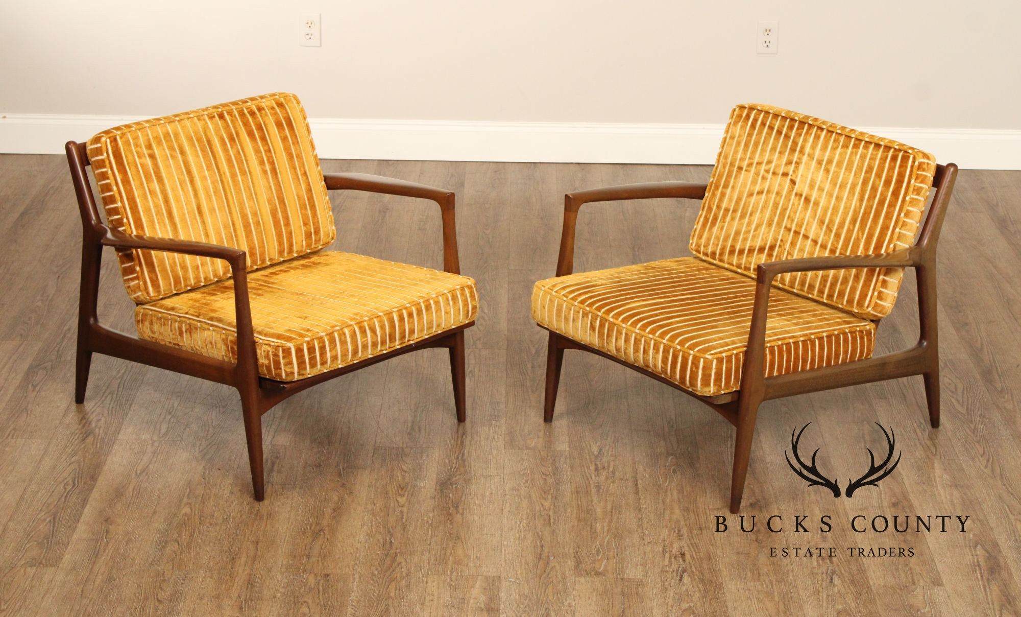 Kofod Larsen for Selig Danish Modern Pair of Lounge Chairs