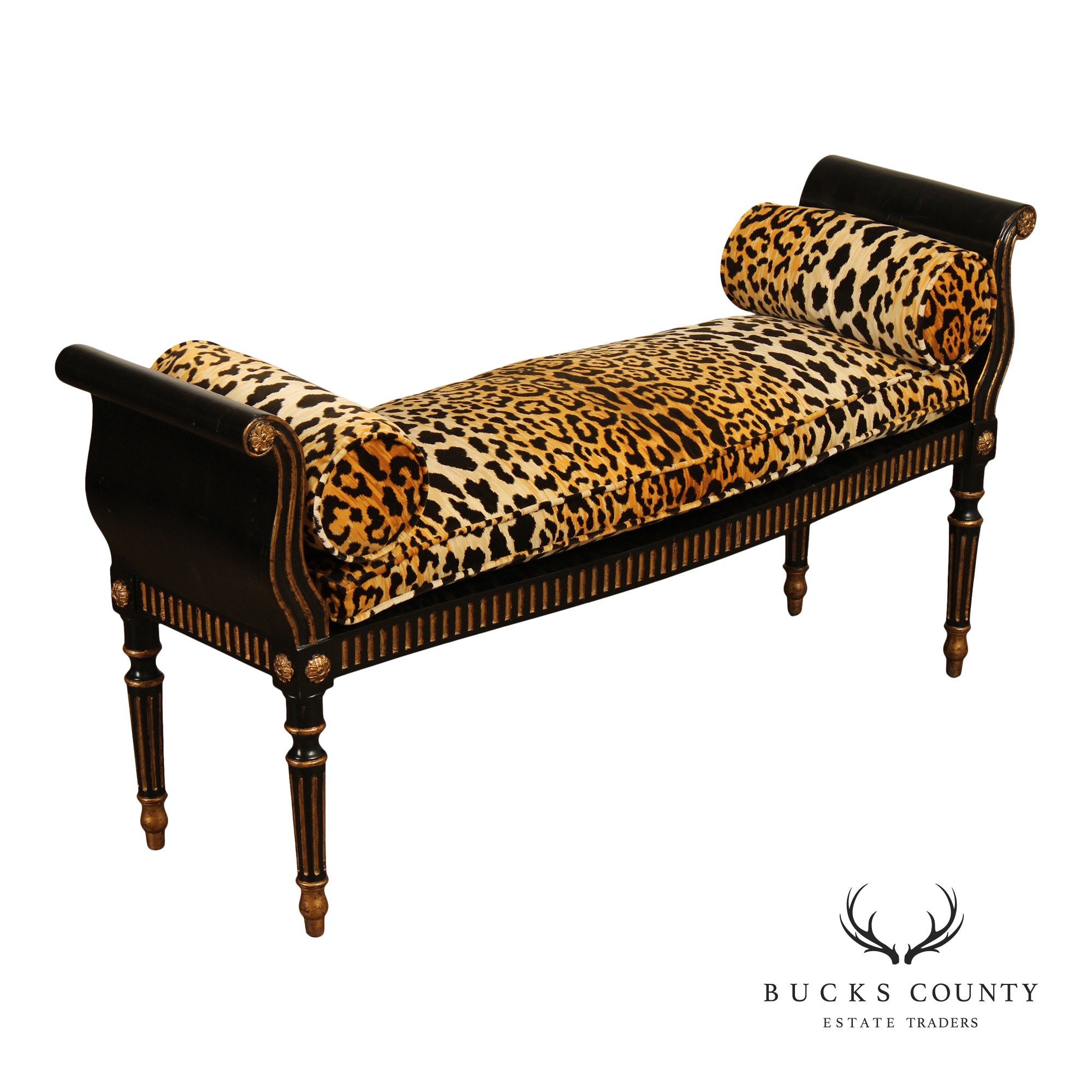 John Richard George III Style Ebonized Window Bench